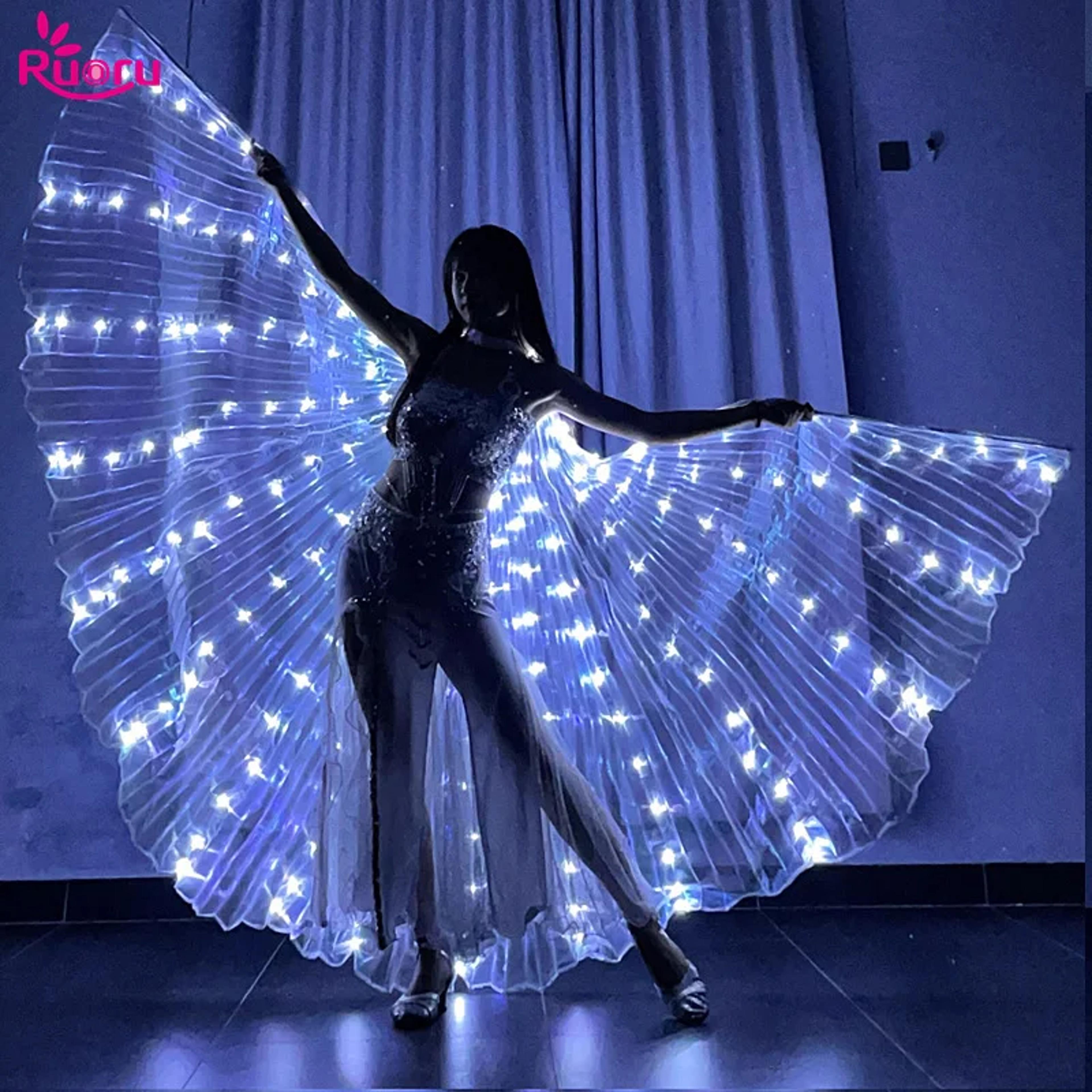 led wings belly dance wings isis halloween wing prop, shining led lamp wings & sticks, costume accessories for adult