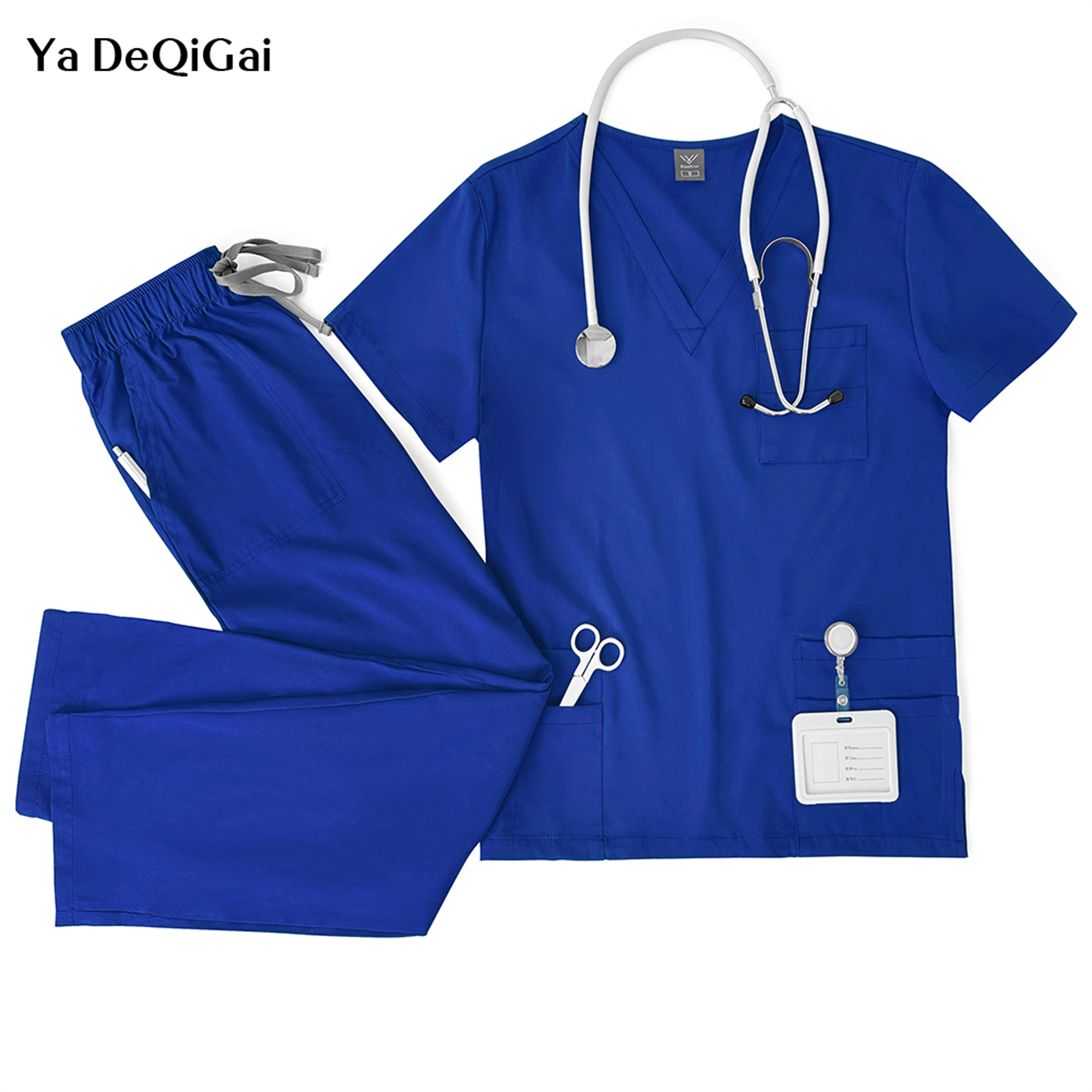 unisex nurse scrubs set men women medical uniforms top pants doctor dentist lab workwear clinical beauty clothing