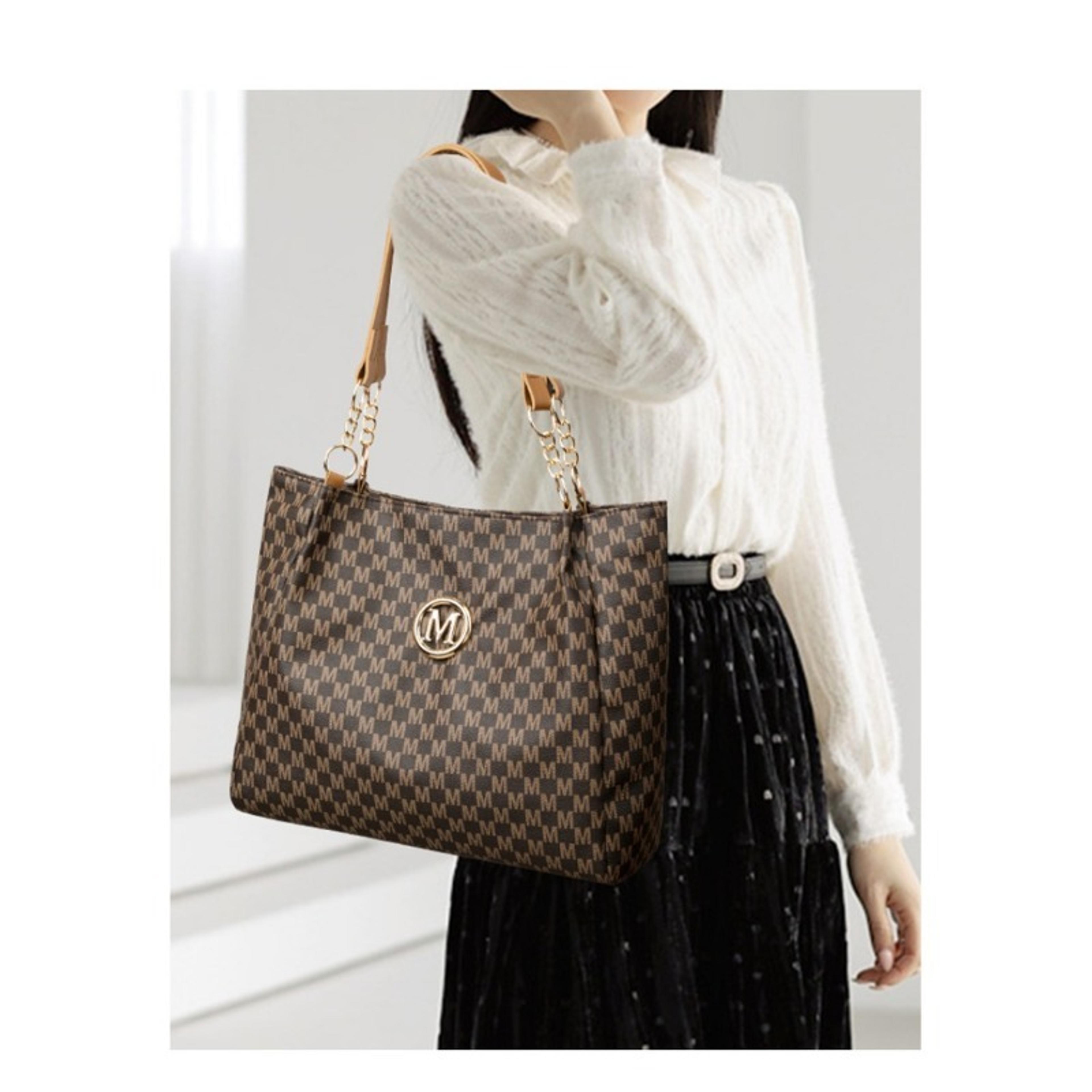 stylish women commuter tote bags, large retro print shoulder bag, fashion handbag with big capacity for work or travel