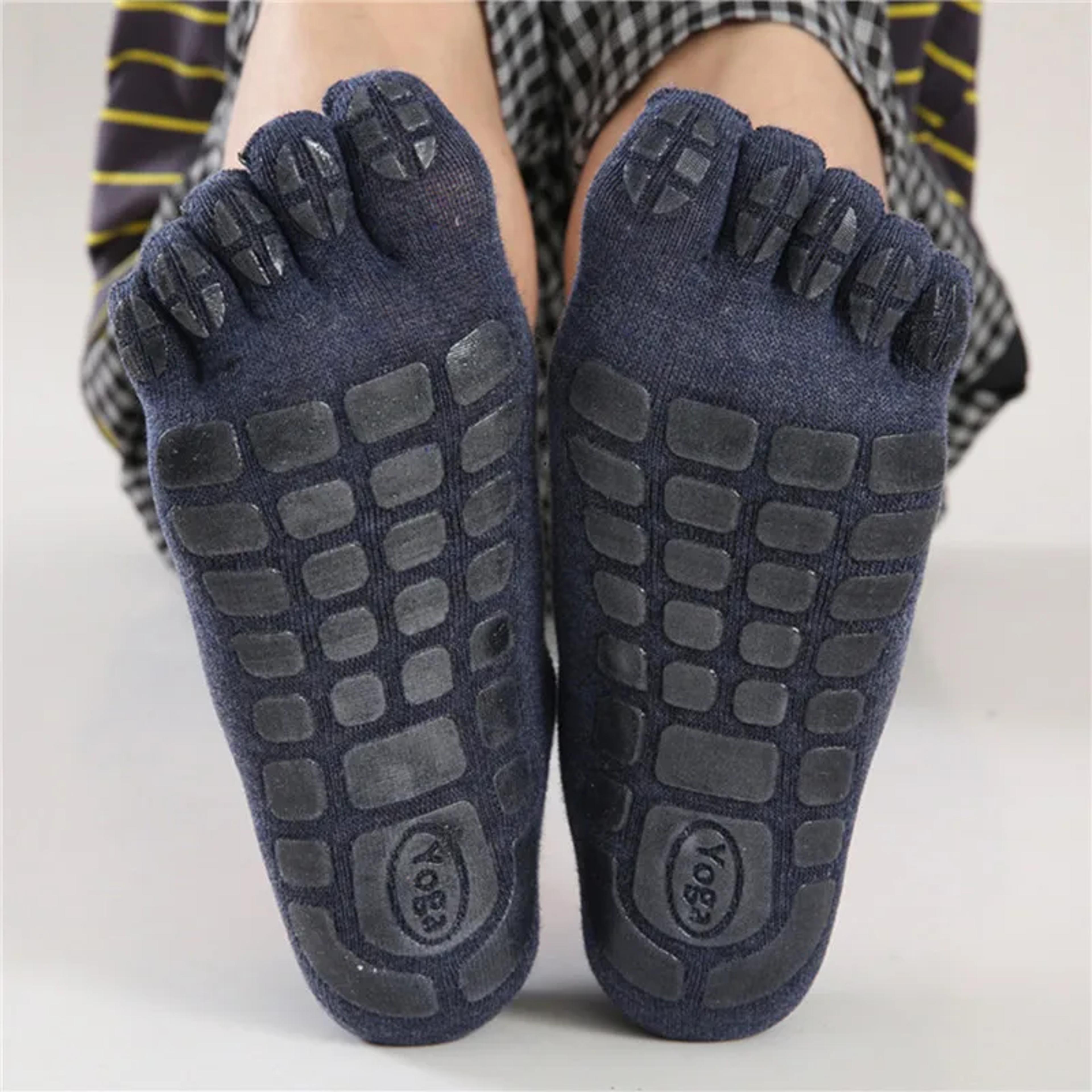 mens winter thick five fingers socks warm non slip fitness toe socks for low calf indoor comfort slipper male floor wear