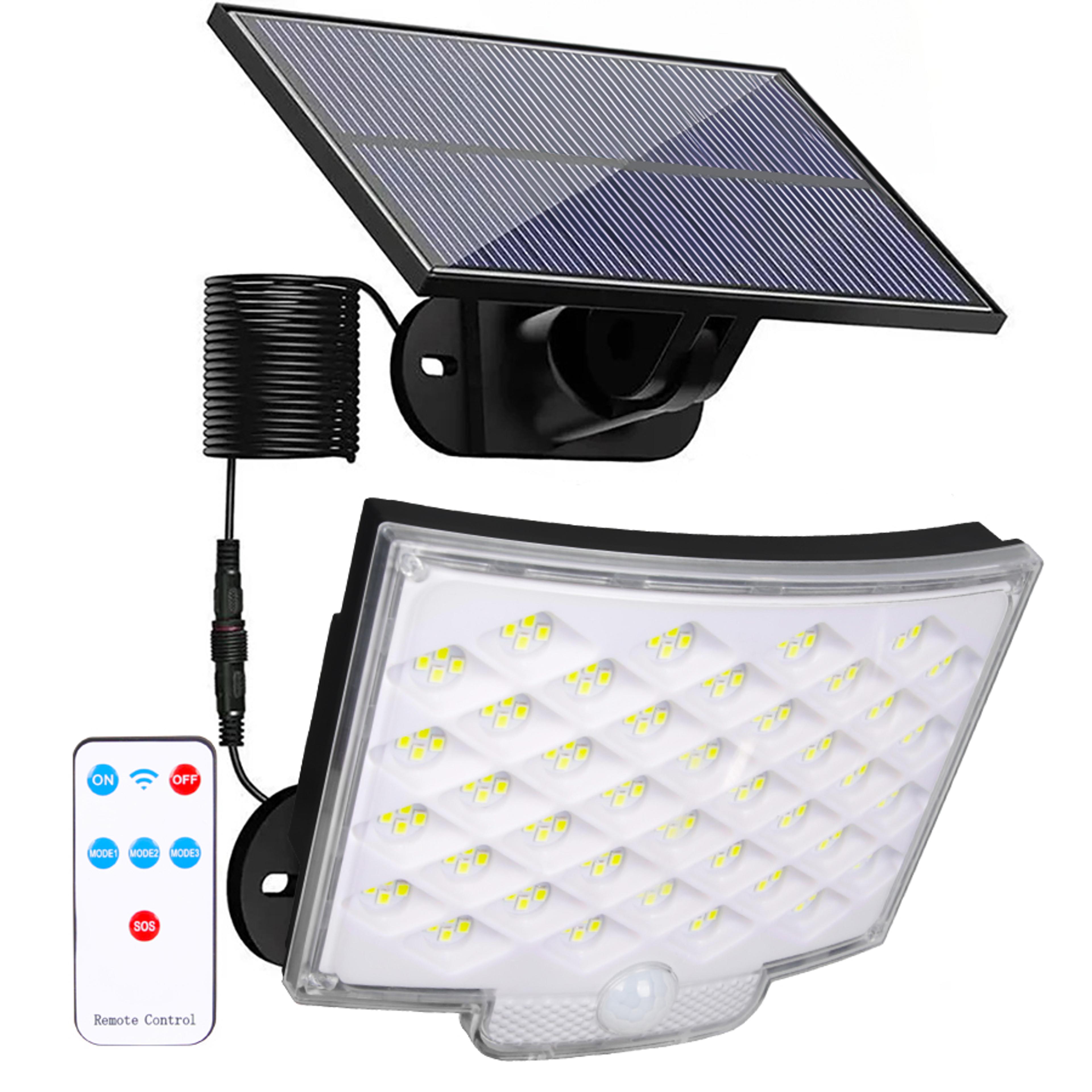 solar motion light outdoor separate panel 3 light modes waterproof solar flood lights for garden, garage & wall lightig