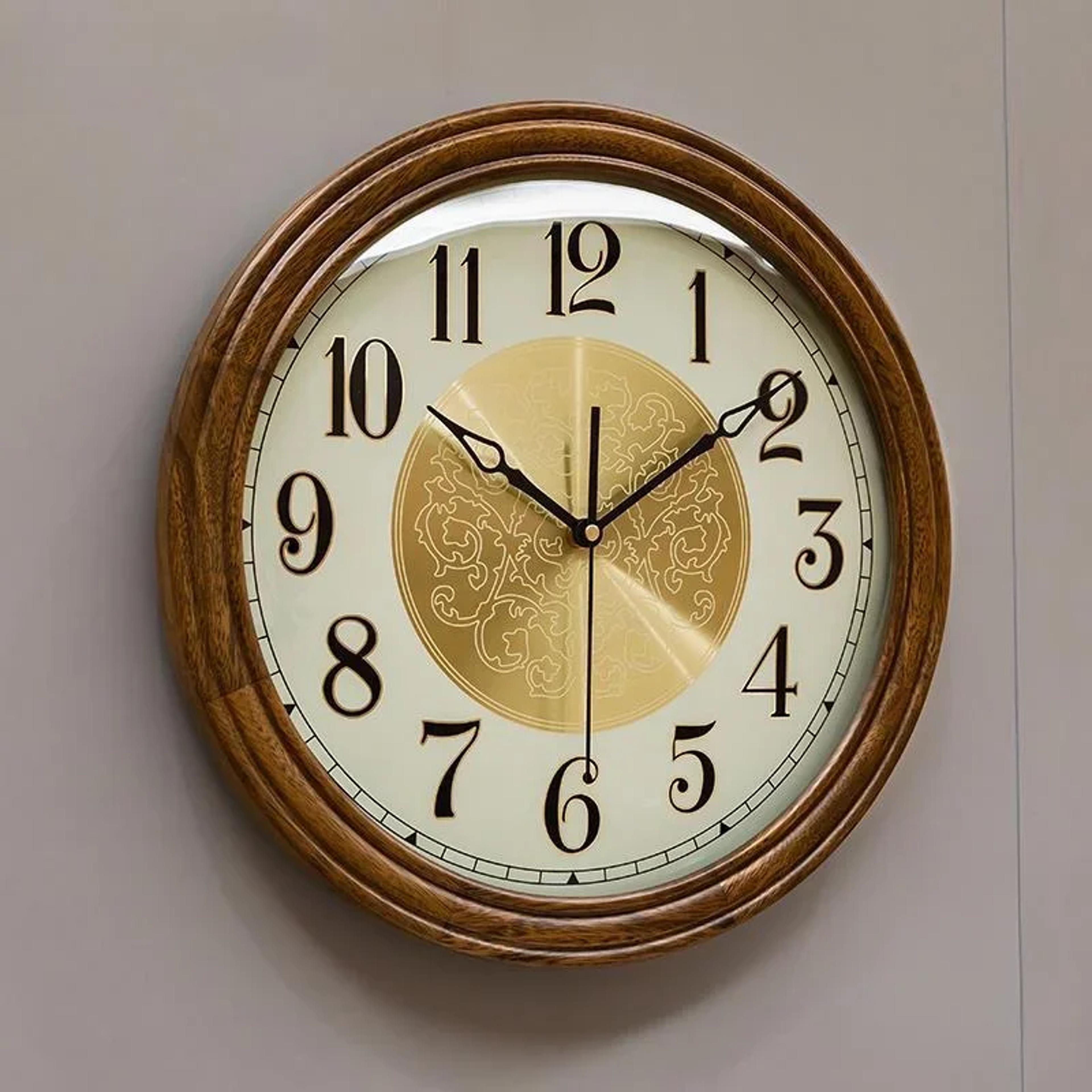 modern solid wood wall clock for living room, large silent watch decor, creative home accessories