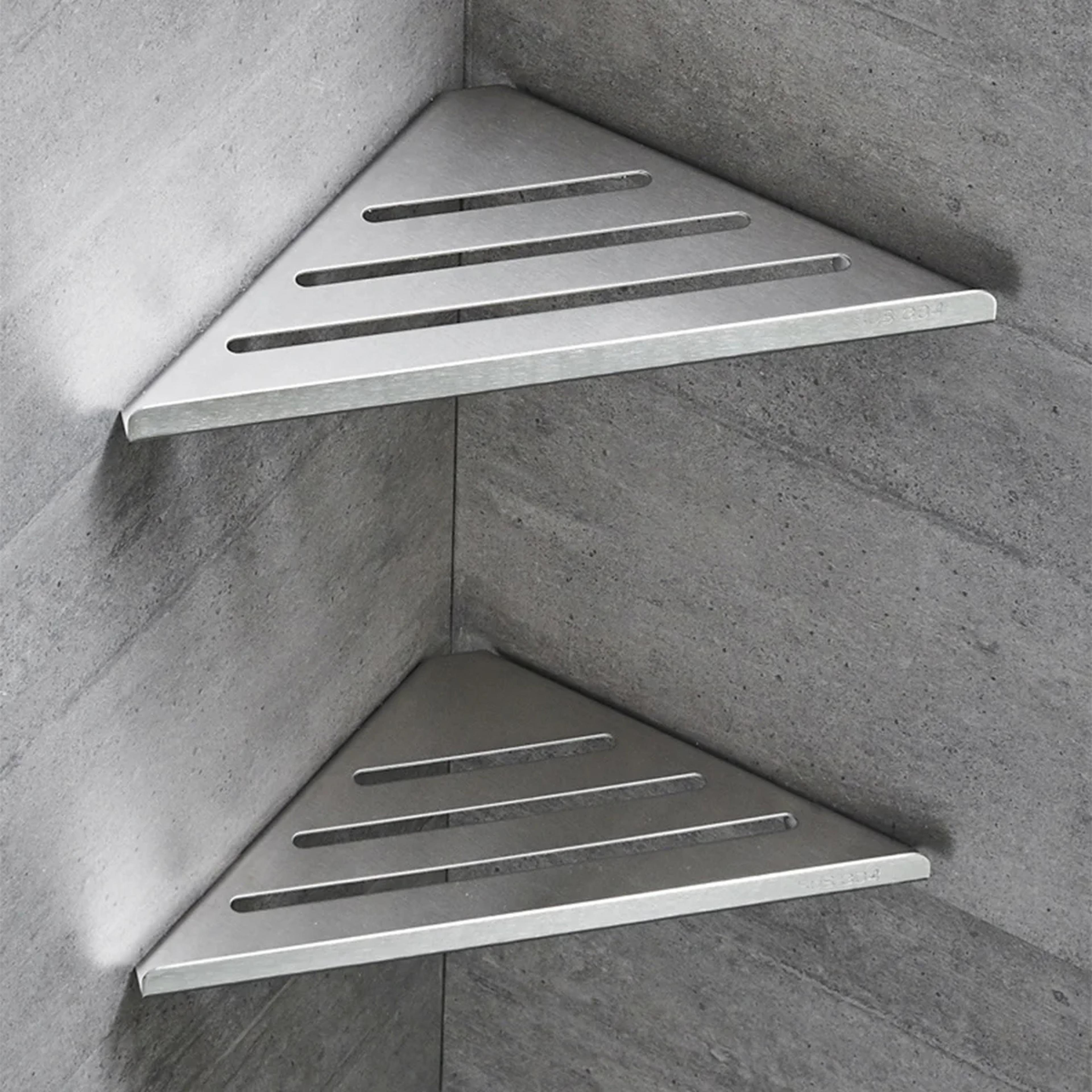 no drill shower shelf corner 304 stainless steel bathroom organizer & storage rack, heavy duty hollow design