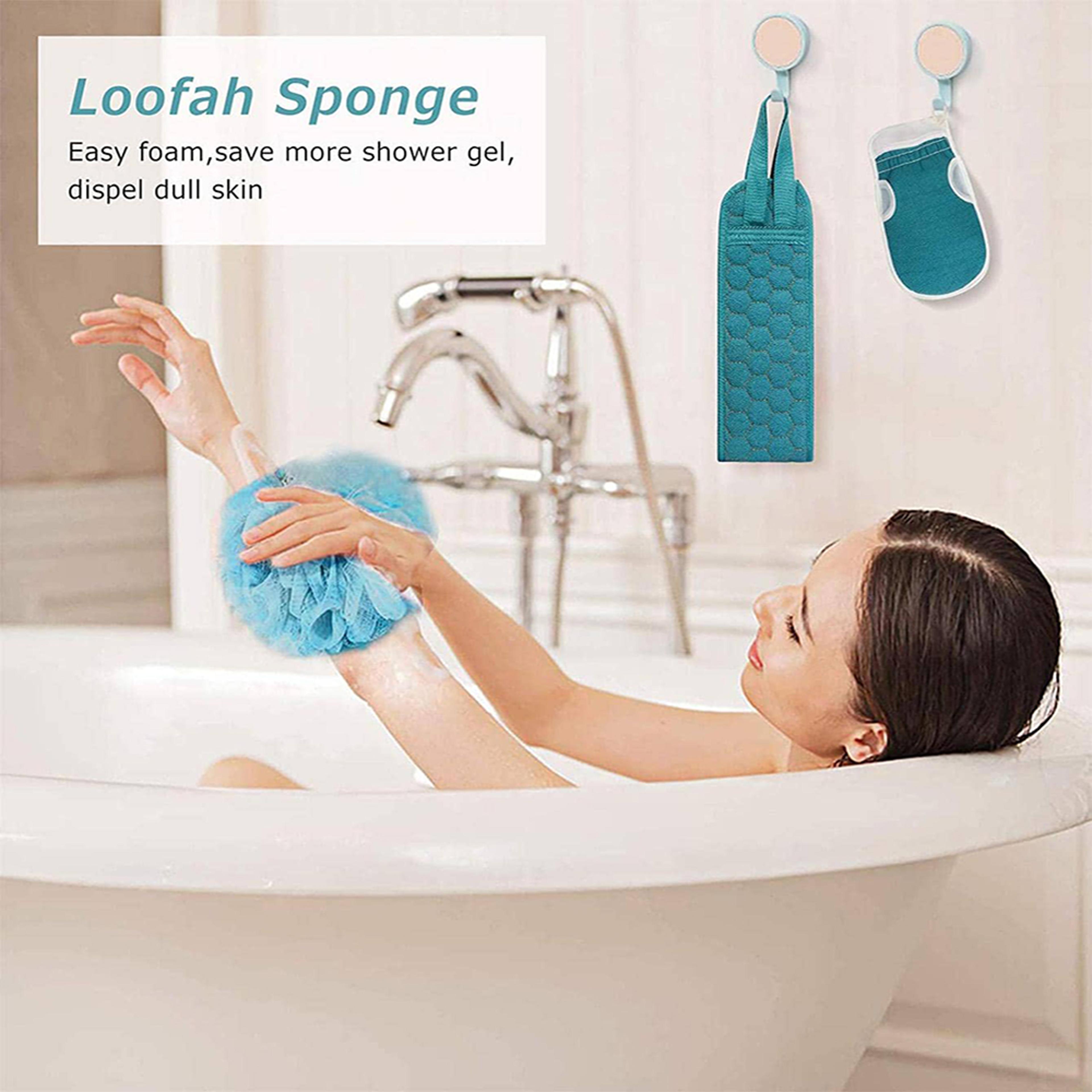 Exfoliating Body Scrubber Set With Back Scrubber Bath Glove And Shower Loofah 5