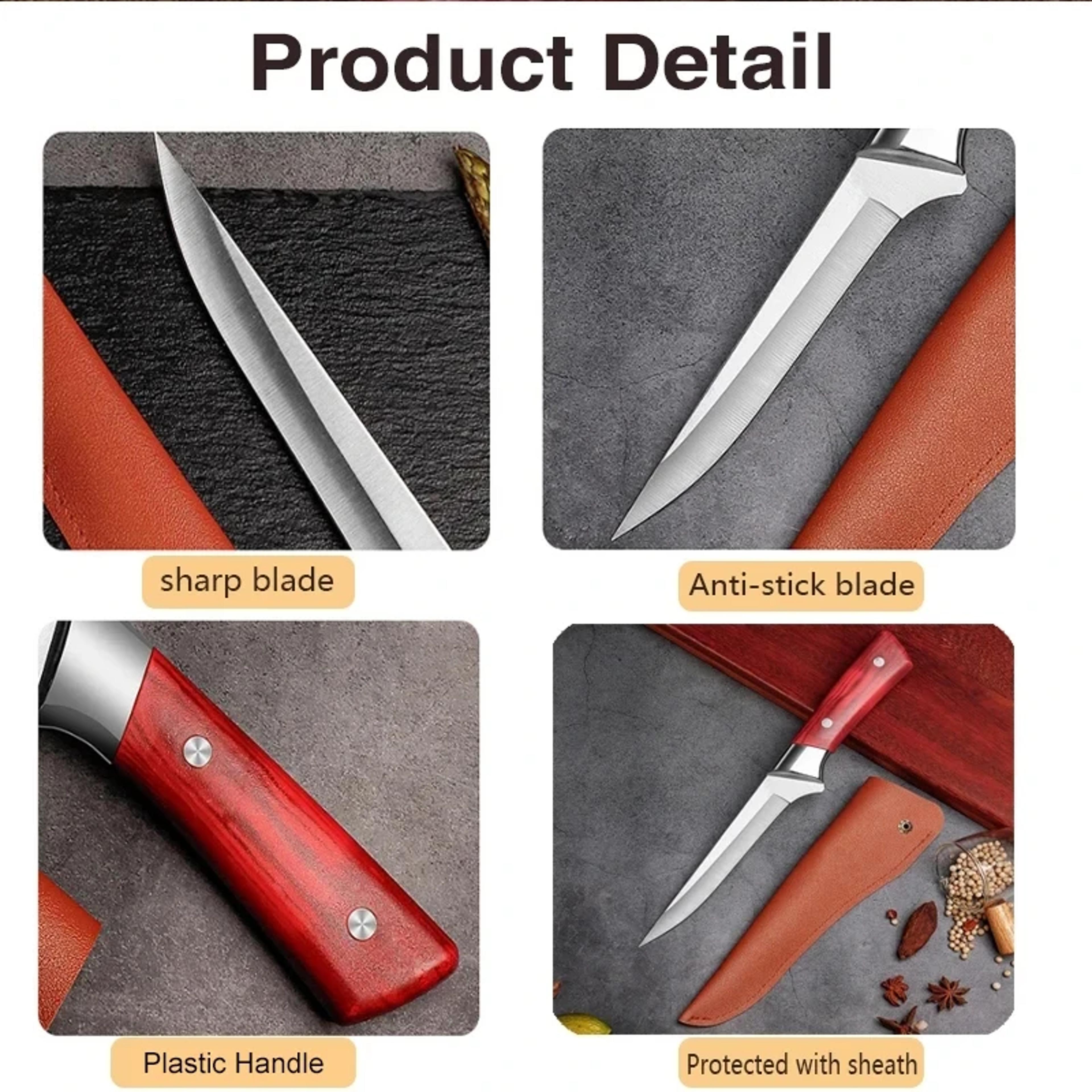 Premium Stainless Steel Kitchen Boning  Paring Knife With Protective Cover Multi Use Meat  Fruit Cu 3