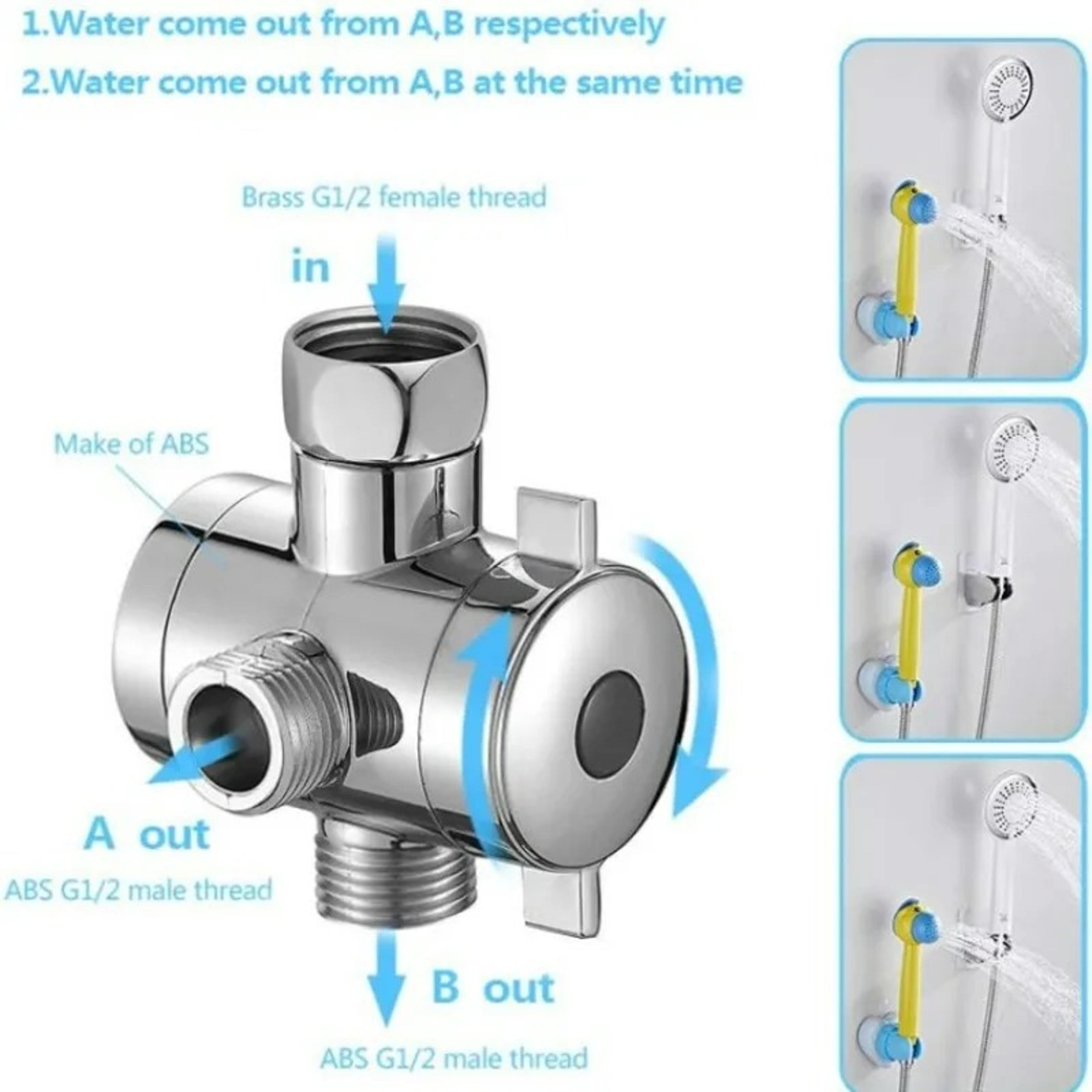 Brass Way Shower Diverter Valve Adjustable Shower Head Diverter Connectorrter Valve 3
