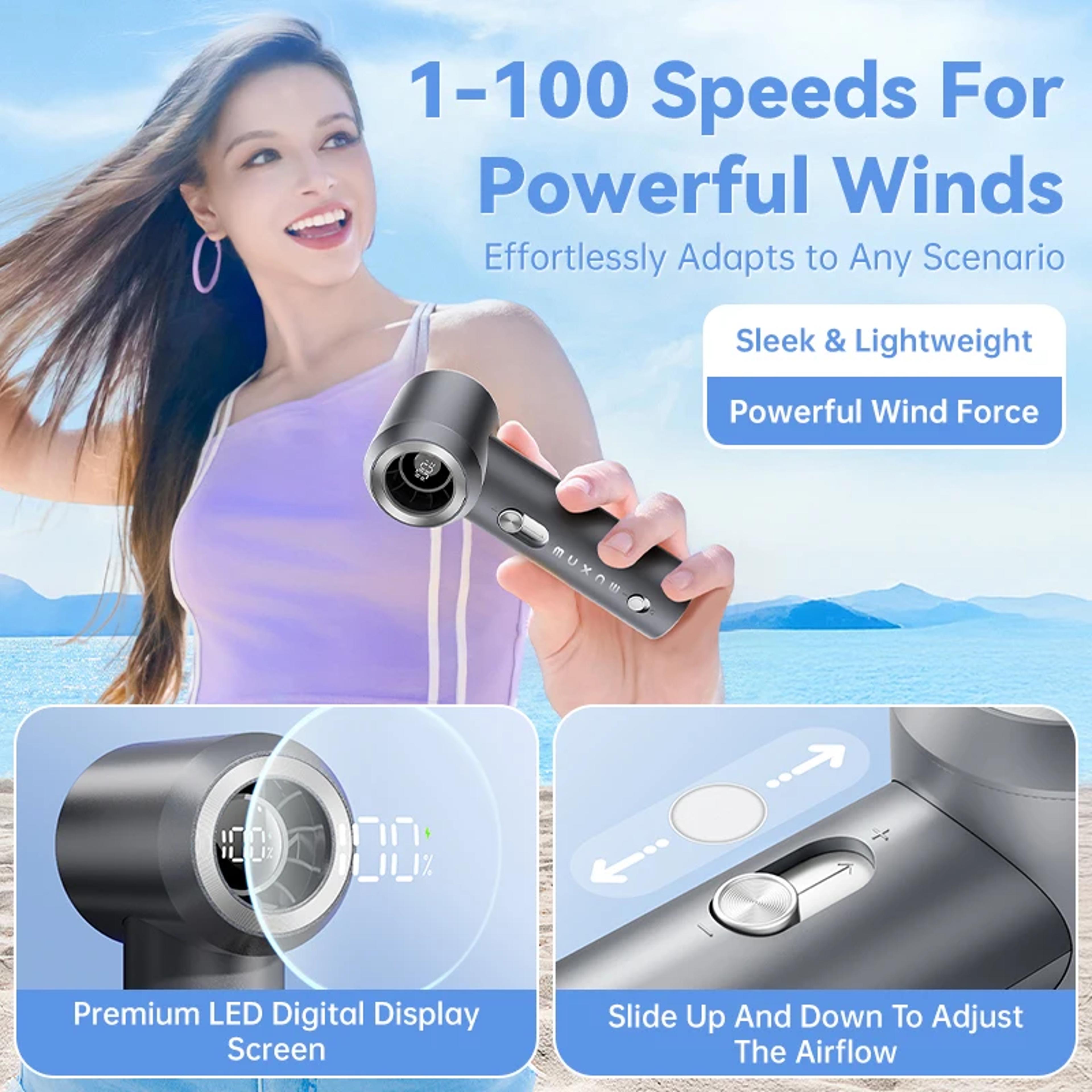 Portable Handheld Fan With Speed Control  Digital Display 4