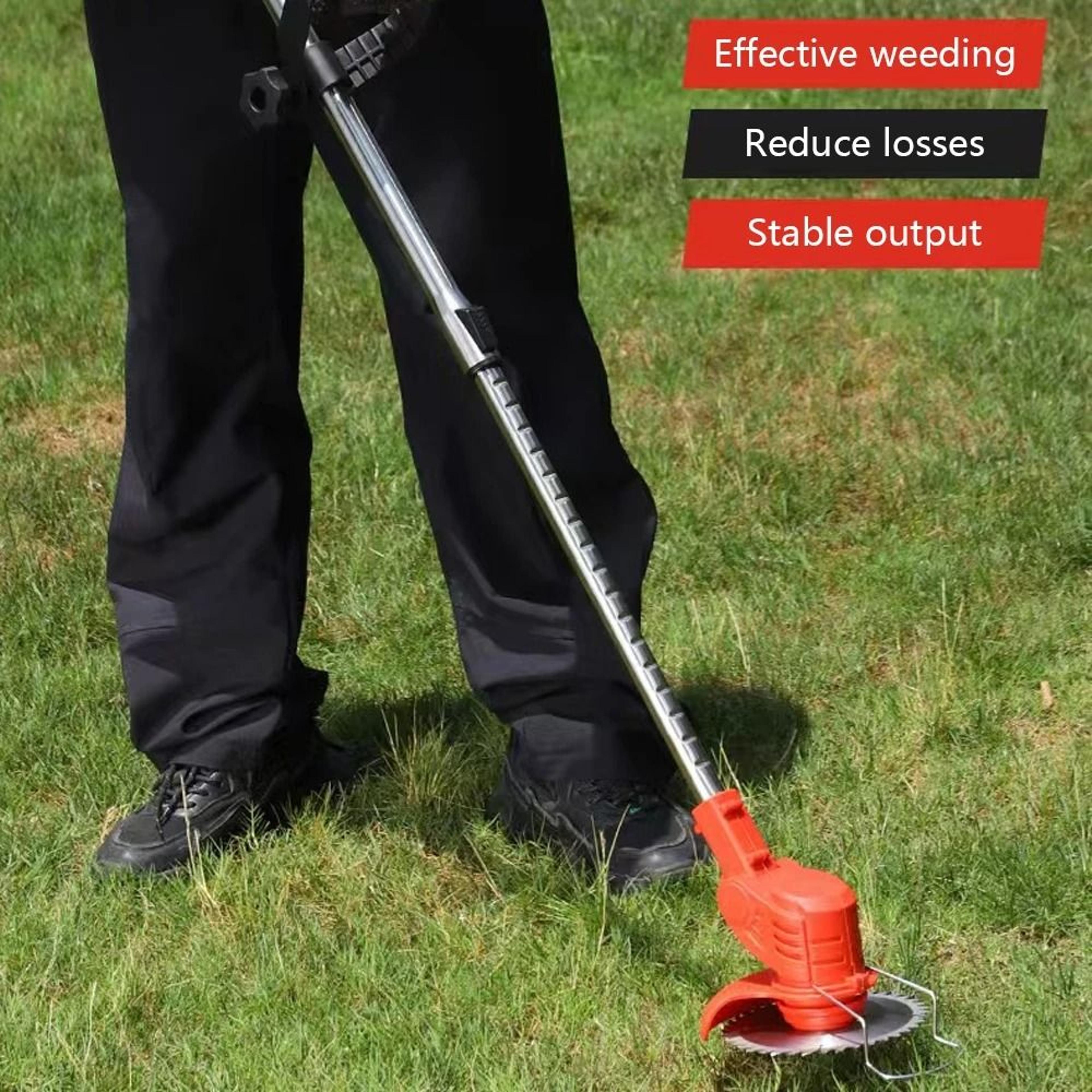 cordless handheld electric grass trimmer, adjustable lawn mower garden tool for yard, weed and grass cutting