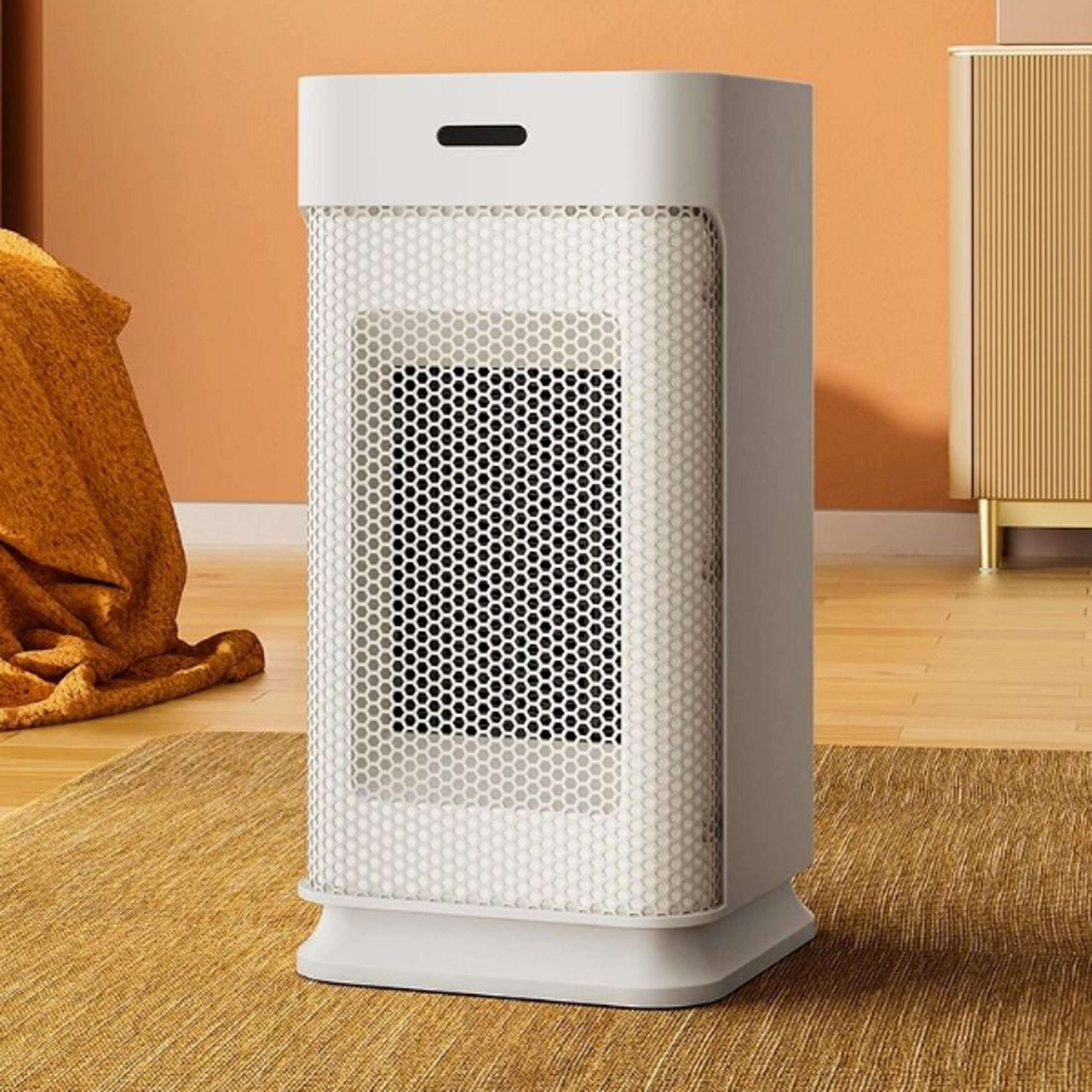 portable ptc ceramic electric heater, multi stage adjustment silent small household fan with night light