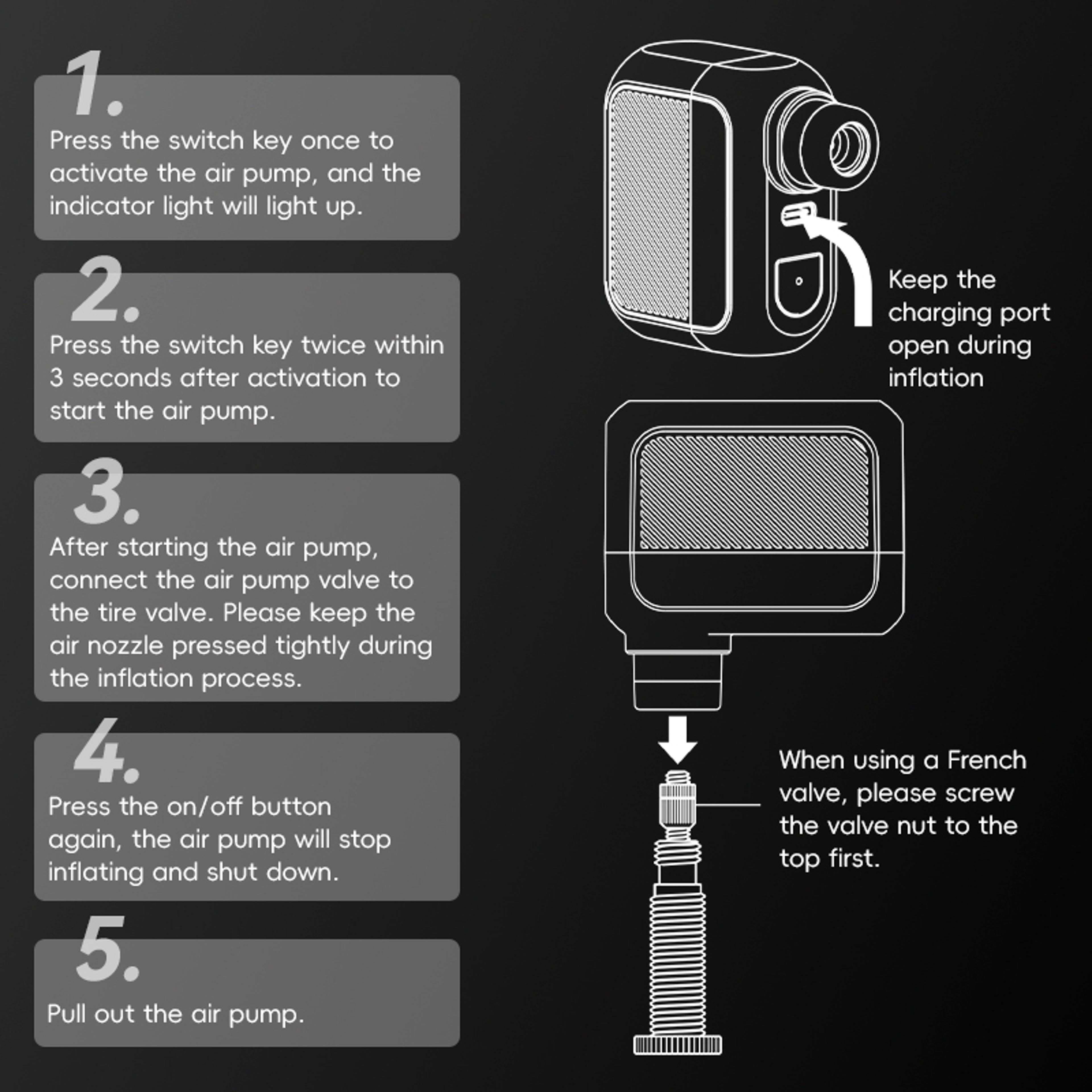 Rechargeable Portable Mini Electric Bicycle Pump MTB Road Air Inflator Bike Pump For AV FV Valve 1