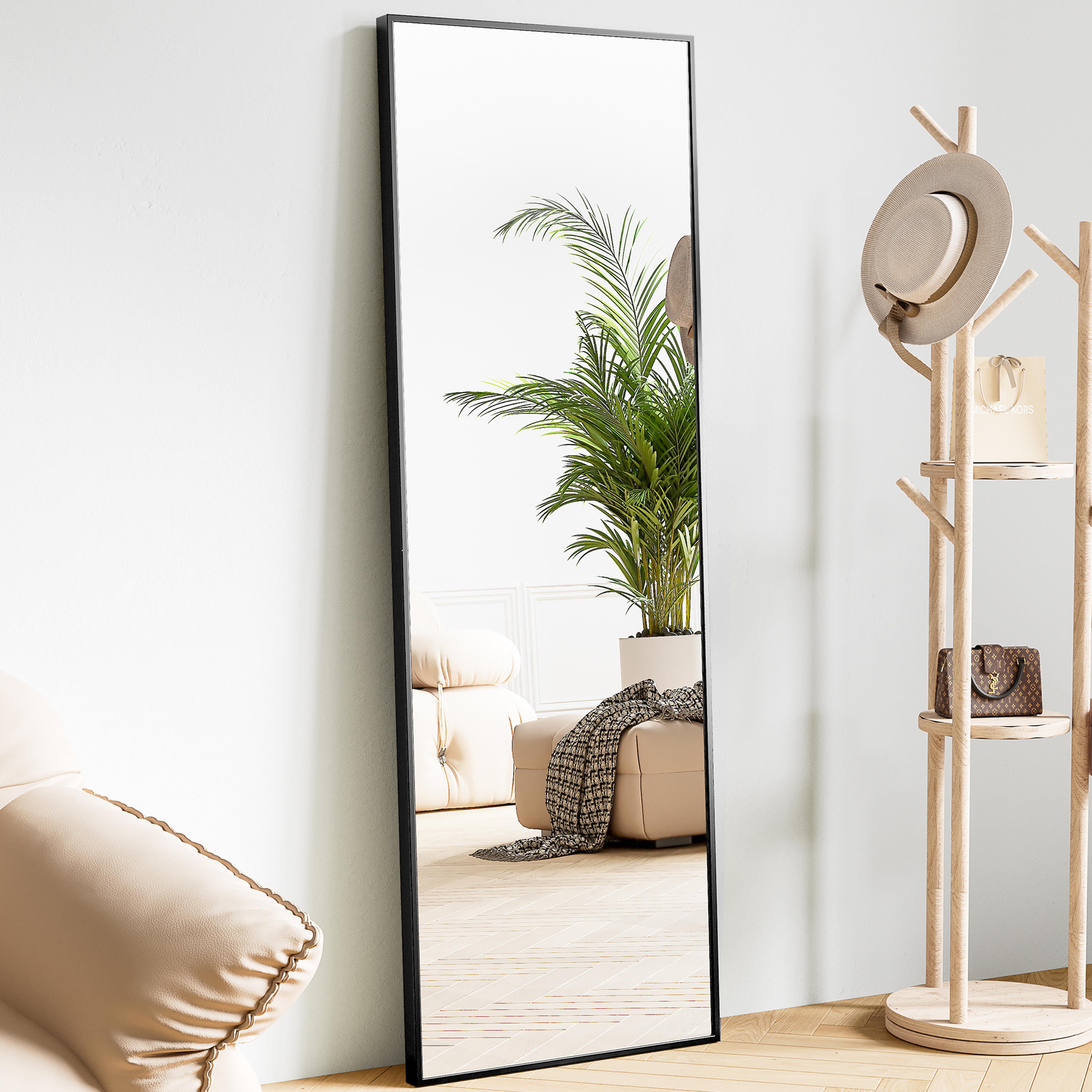 Leaning WallMounted Mirror Full Body Standing Mirror With Aluminum Alloy Frame For Living Room 6