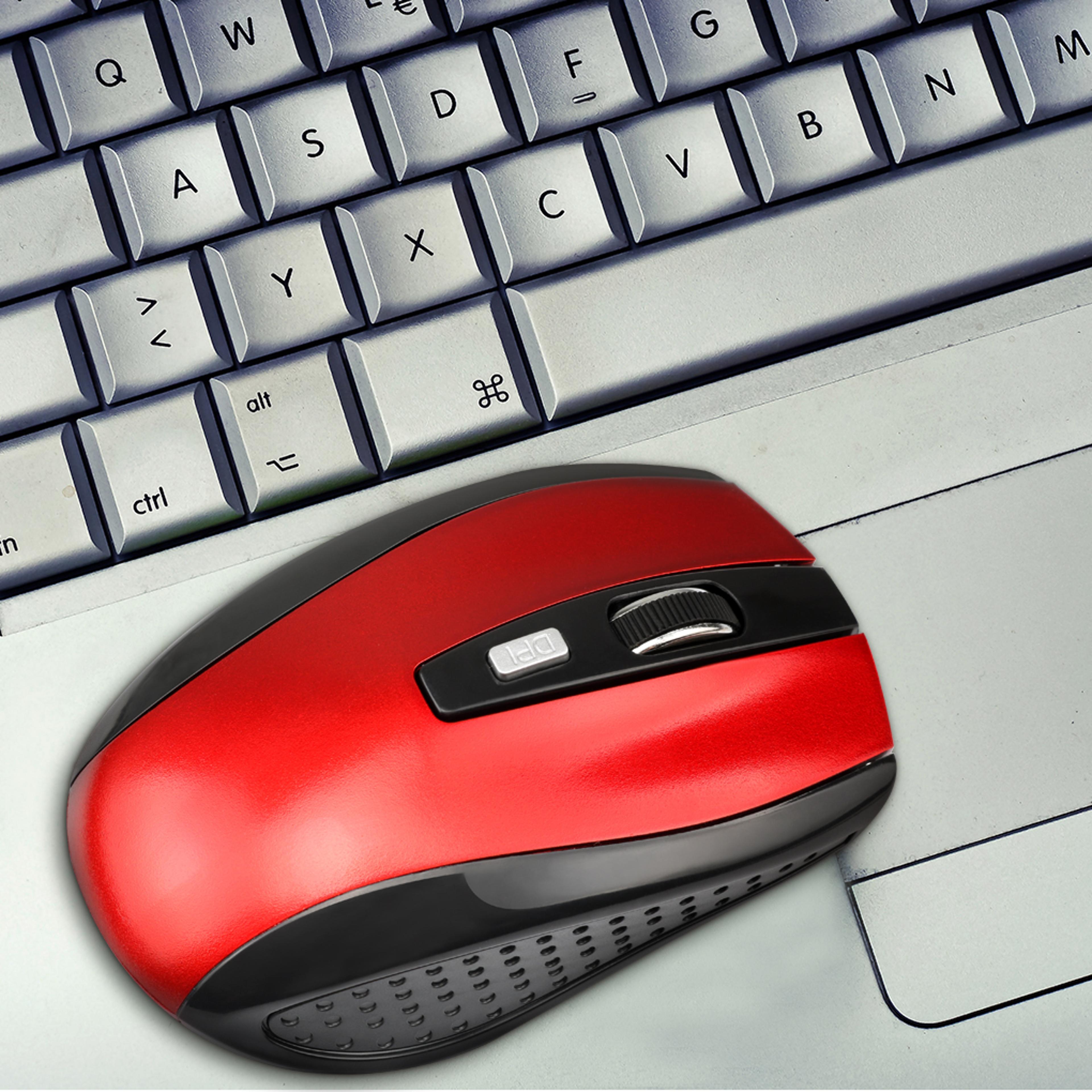 fast speed computer wireless optical mouse, 6 buttons gaming mice, matte black for desktop pc
