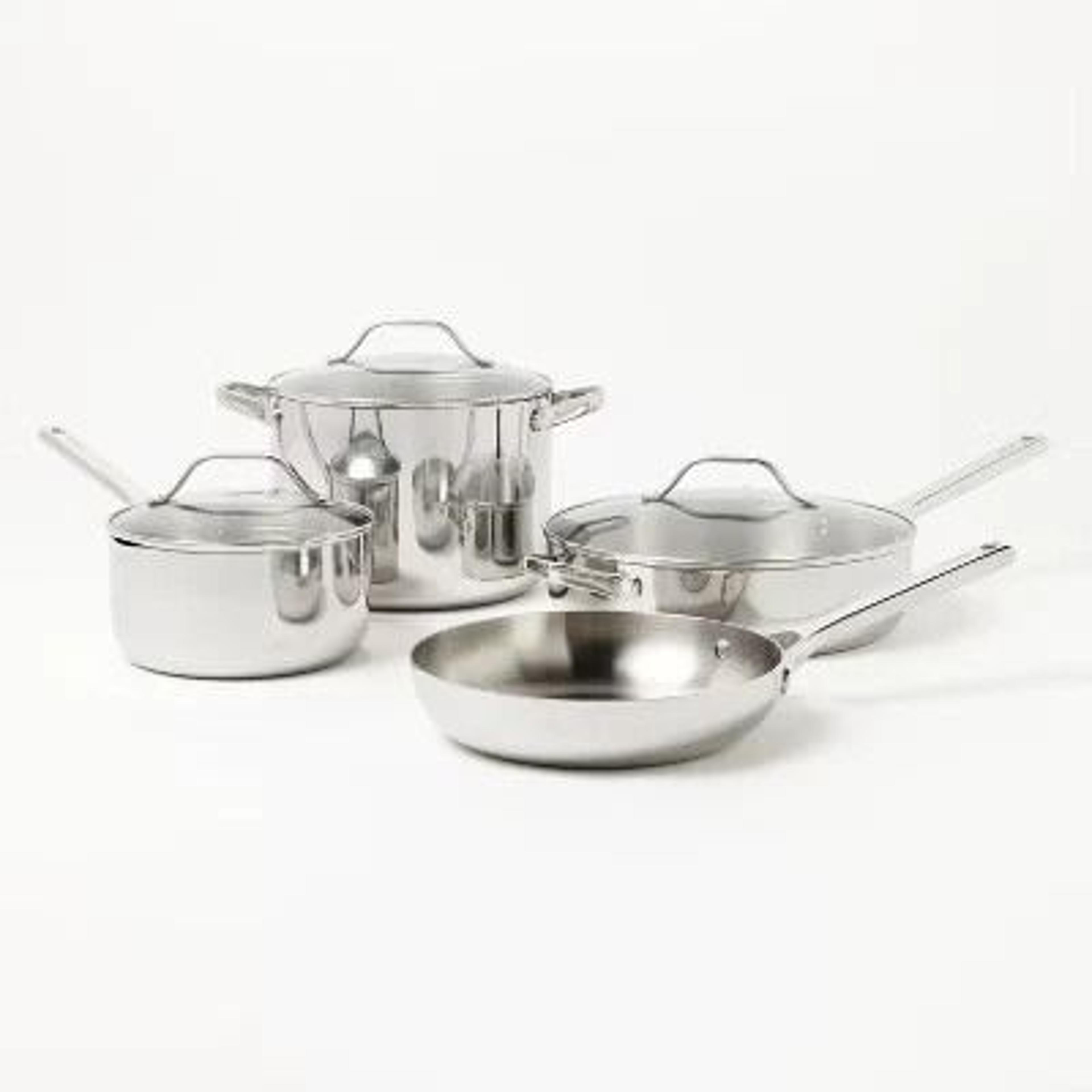 stainless steel cookware set, silver - figmint, heat-resistant, induction & oven safe, includes lids