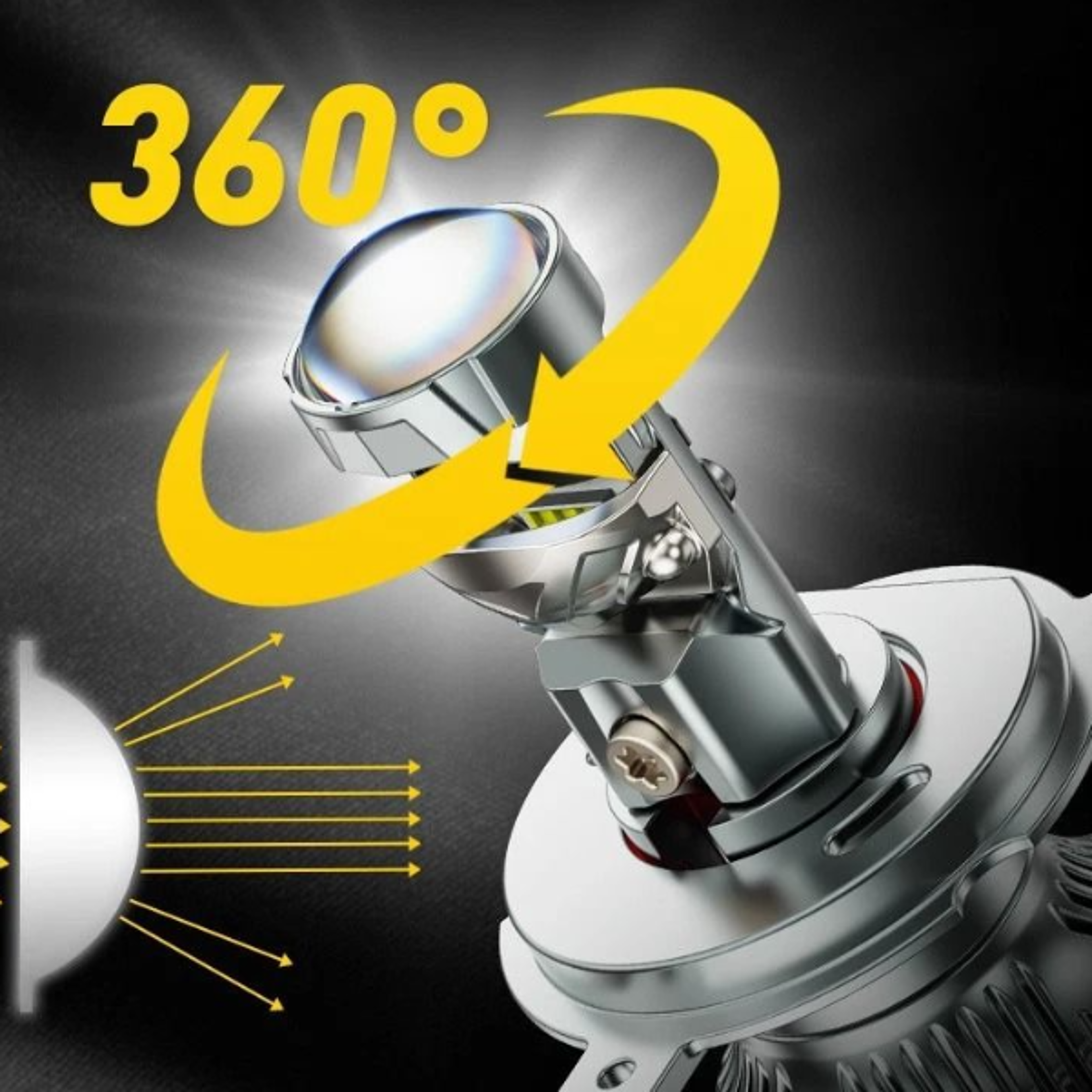 led headlight kit h4 ultra bright, high/low beam bulb, 360° adjustable, waterproof, efficient cooling
