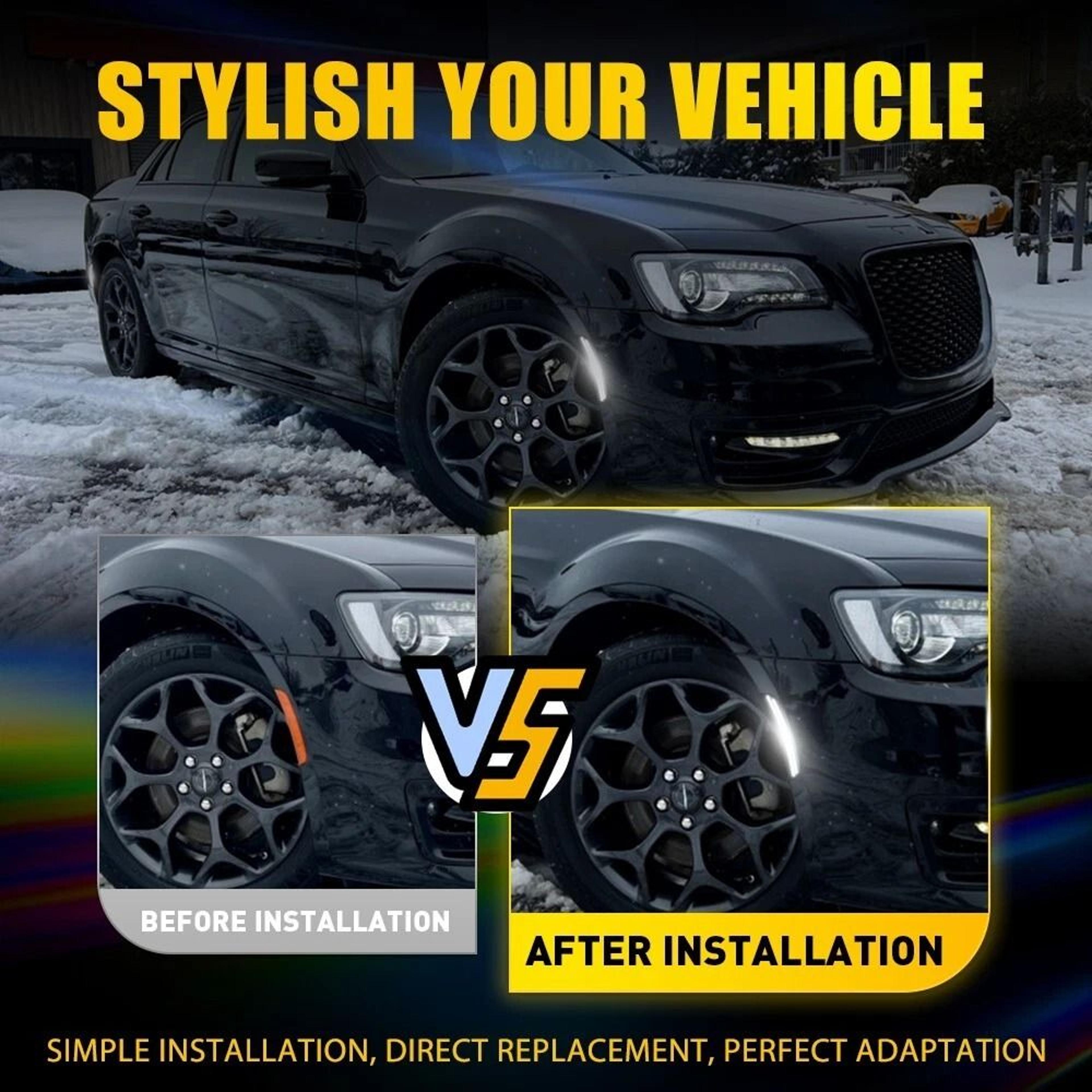 Smoked LED Side Marker Lights For Front  Rear Fender Dynamic White Lighting Waterproof Lifespan 6