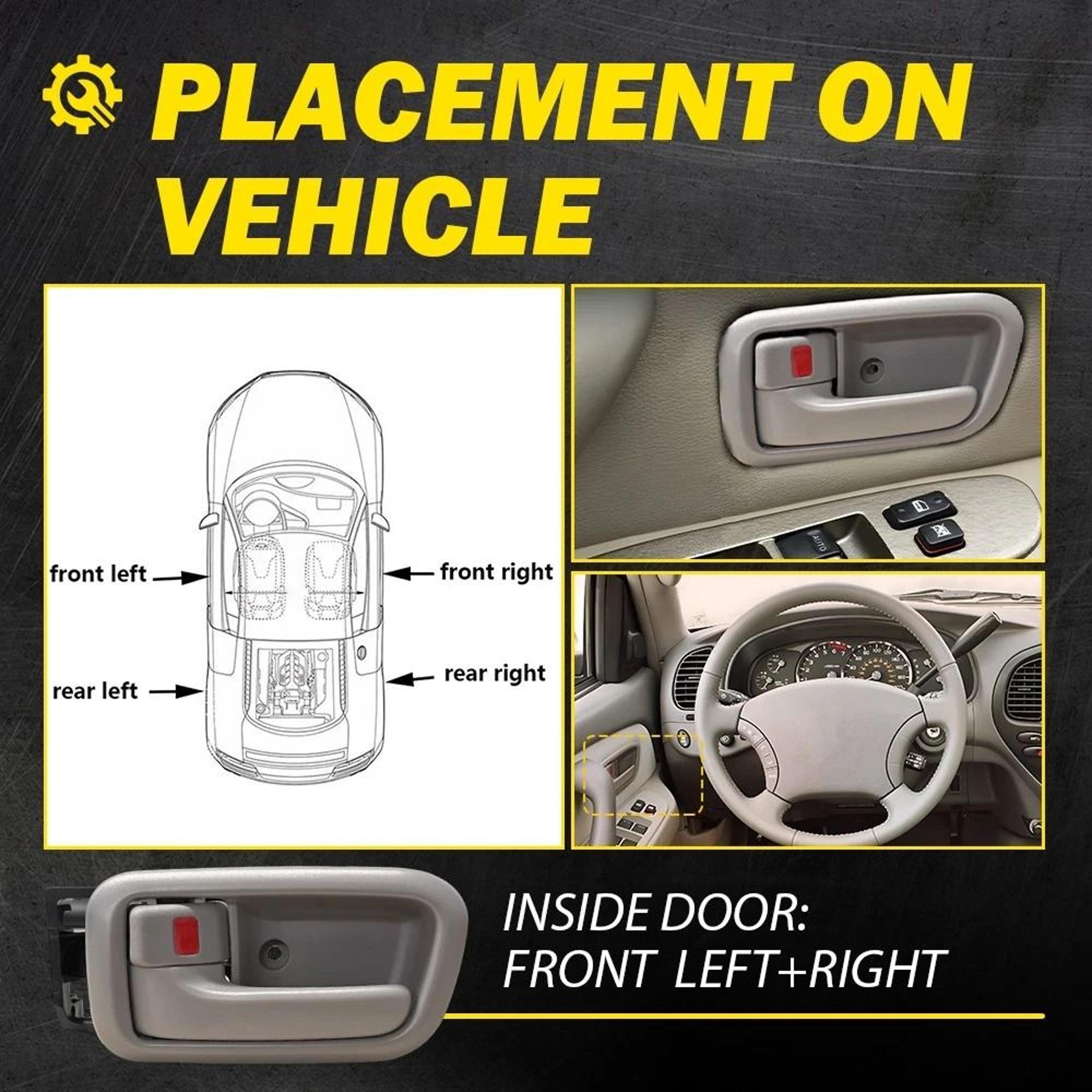 Toyota Tundra Inside Door Handle  Bezels Front LH RH Side Durable Beige ABS Fitment Parts 5