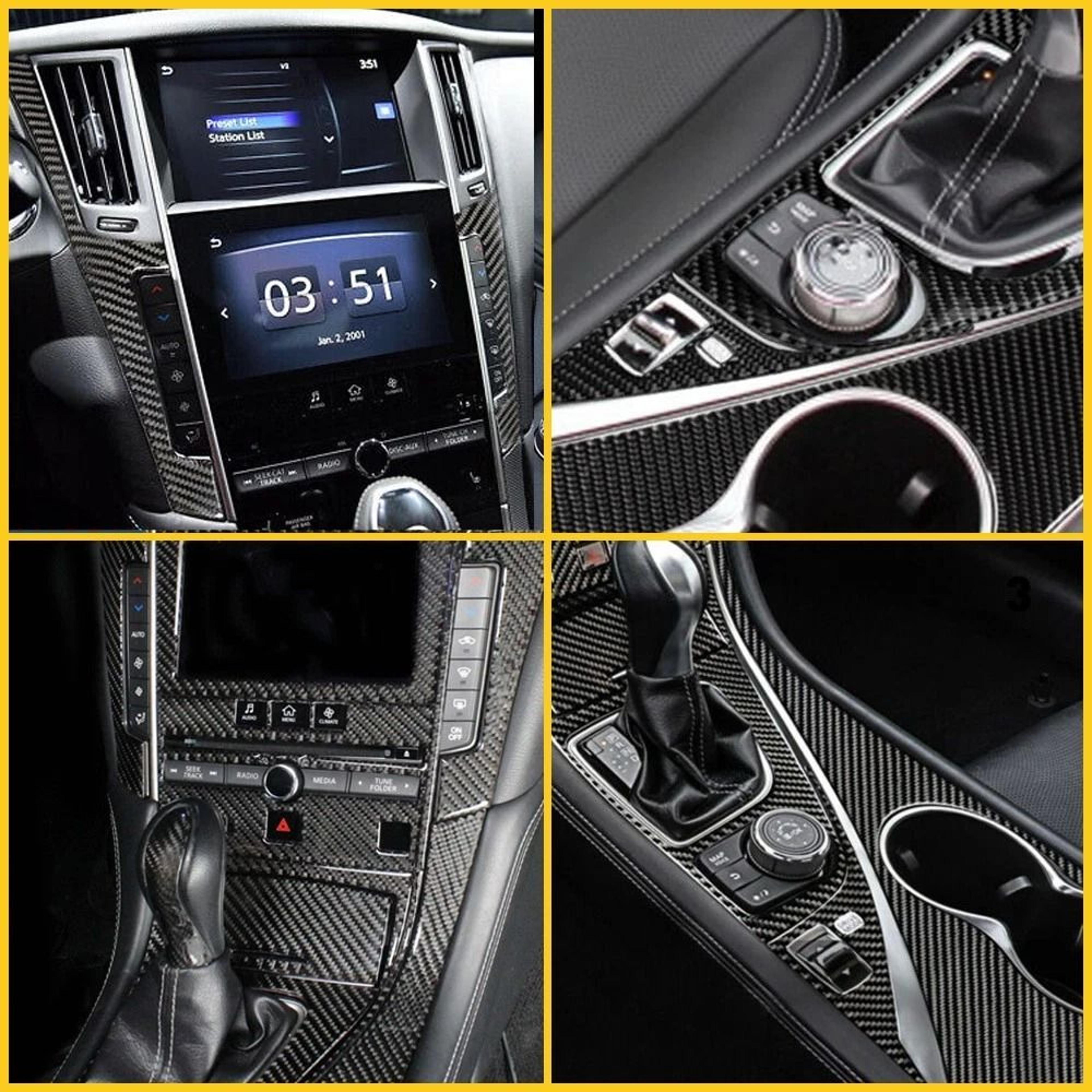 full interior carbon fiber kit set cover trim, premium gear shift protection, easy installation, perfect match