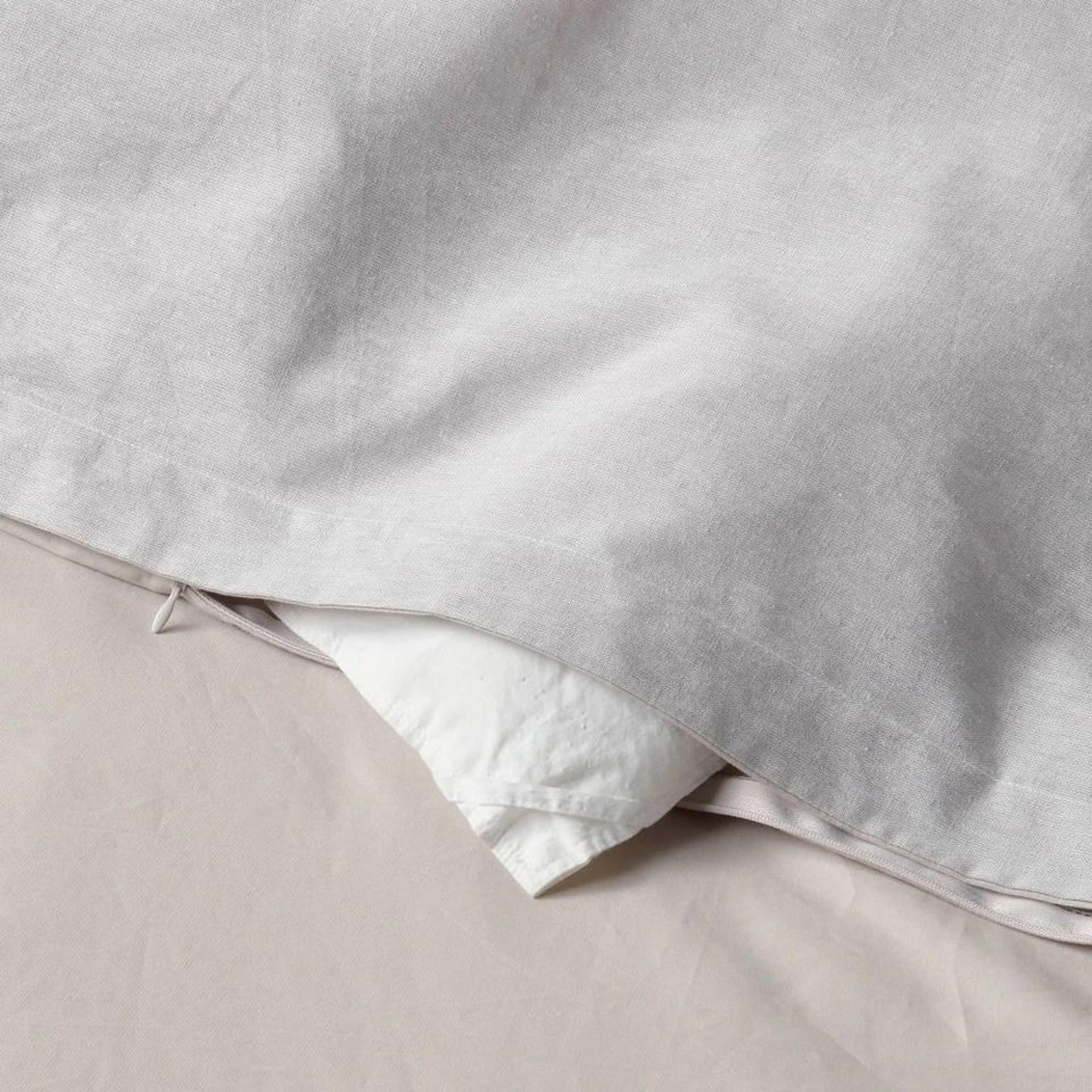 FullQueen Cotton Linen Chambray Duvet Cover  Sham Set Light Gray Soft Chambray Fabric For YearRound 1