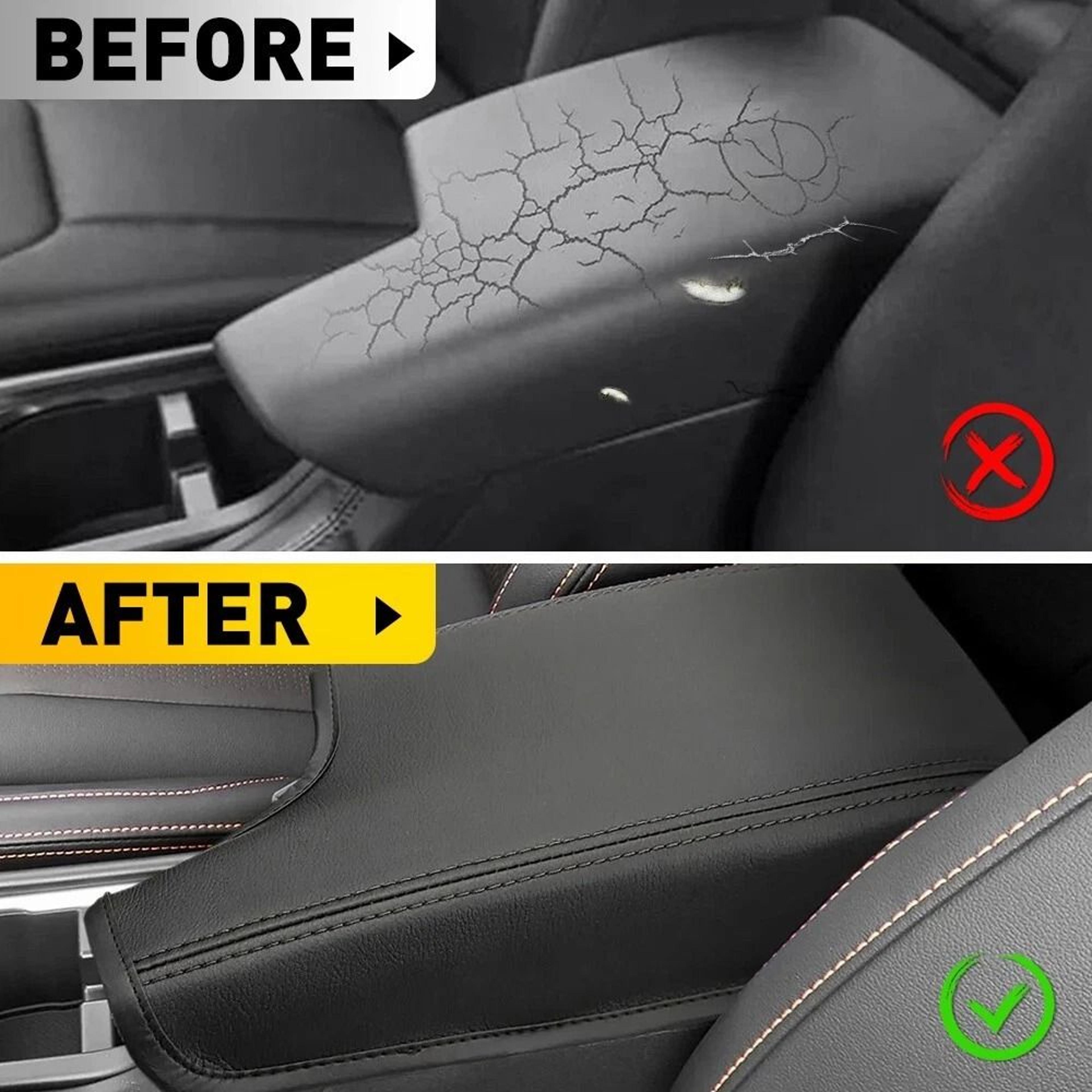 Leather Black Center Console Lid Durable Armrest Cover For Cars Microfiber Cushion Waterproof Easy  3