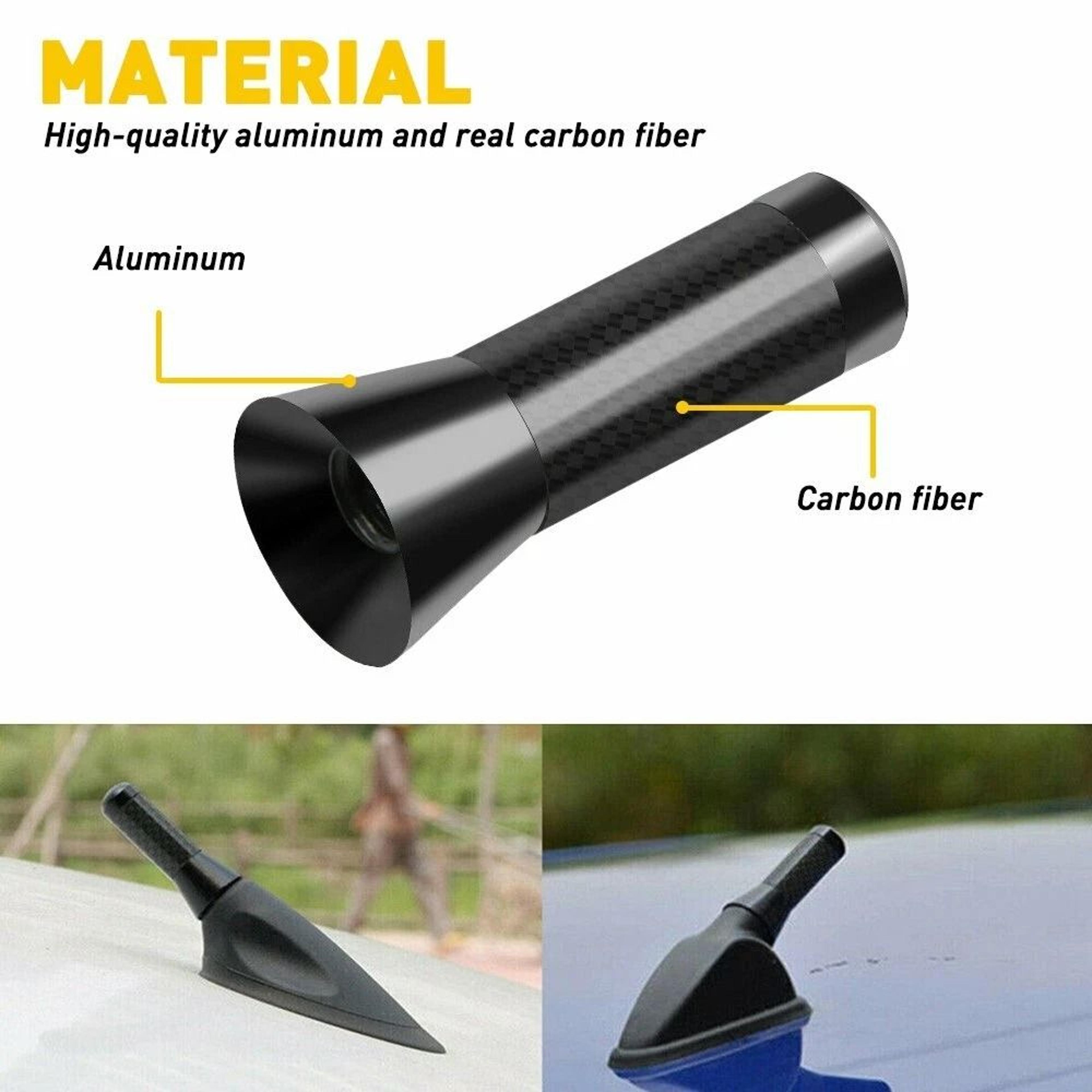 Carbon Fiber Radio Antena Screw Car Antenna Kit FM Antena Black For Better Signal Reception 3