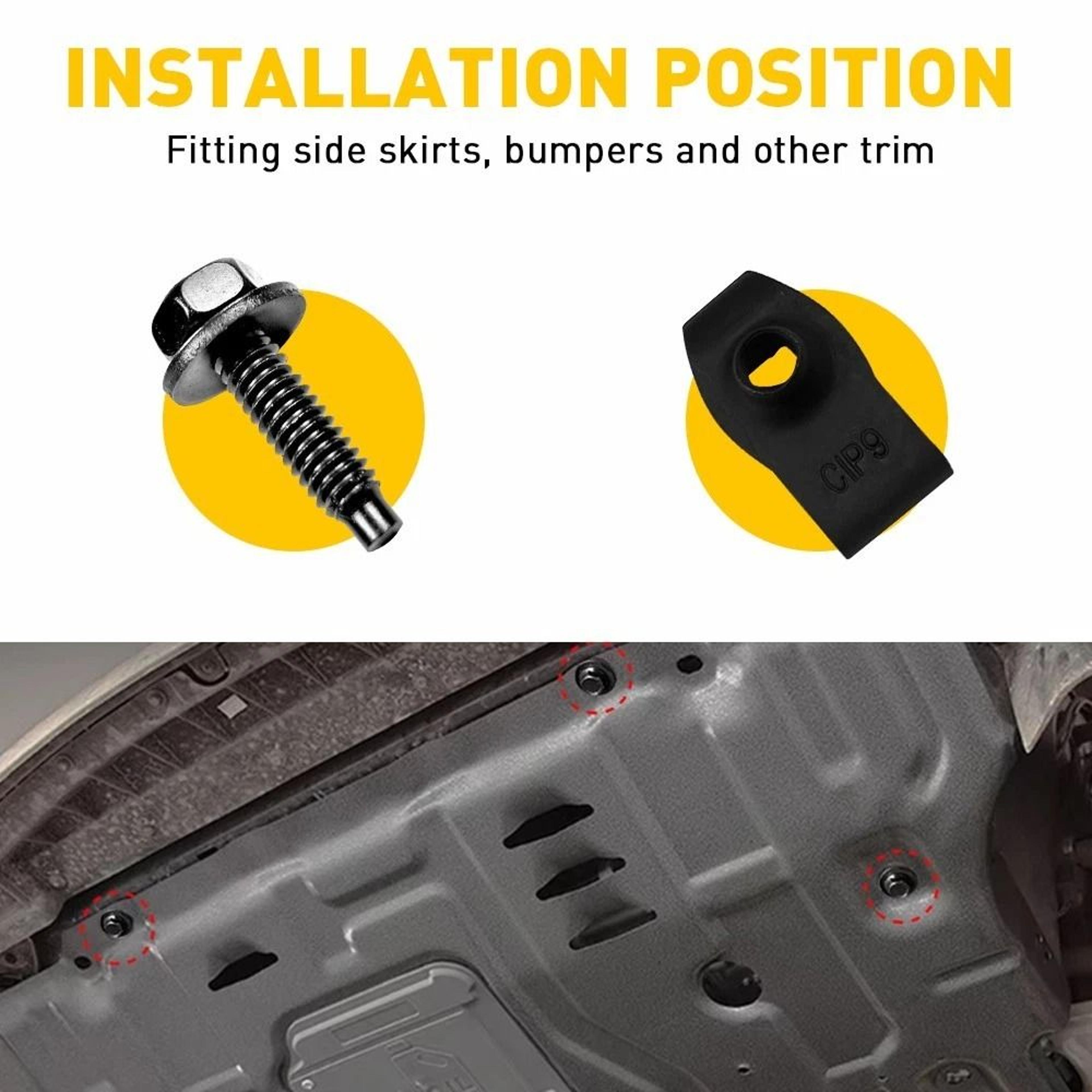 Truck Body Bolts  UNut Clips Black Finish Durable Metal Simple Installation 7