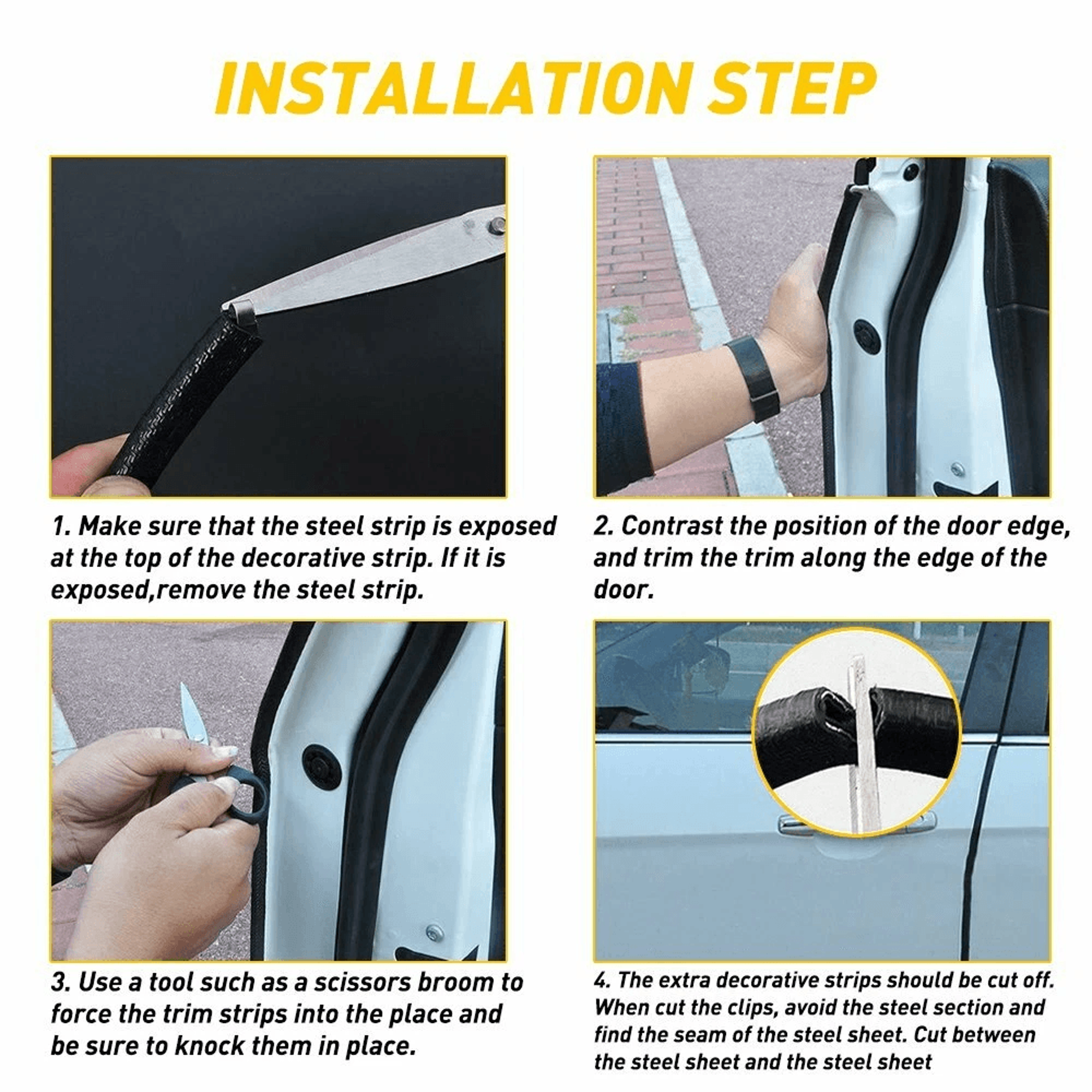 Black Rubber U Shape Seal Guard Car Door Edge Protector Trim Molding For Auto Easy Install  No Pain 3