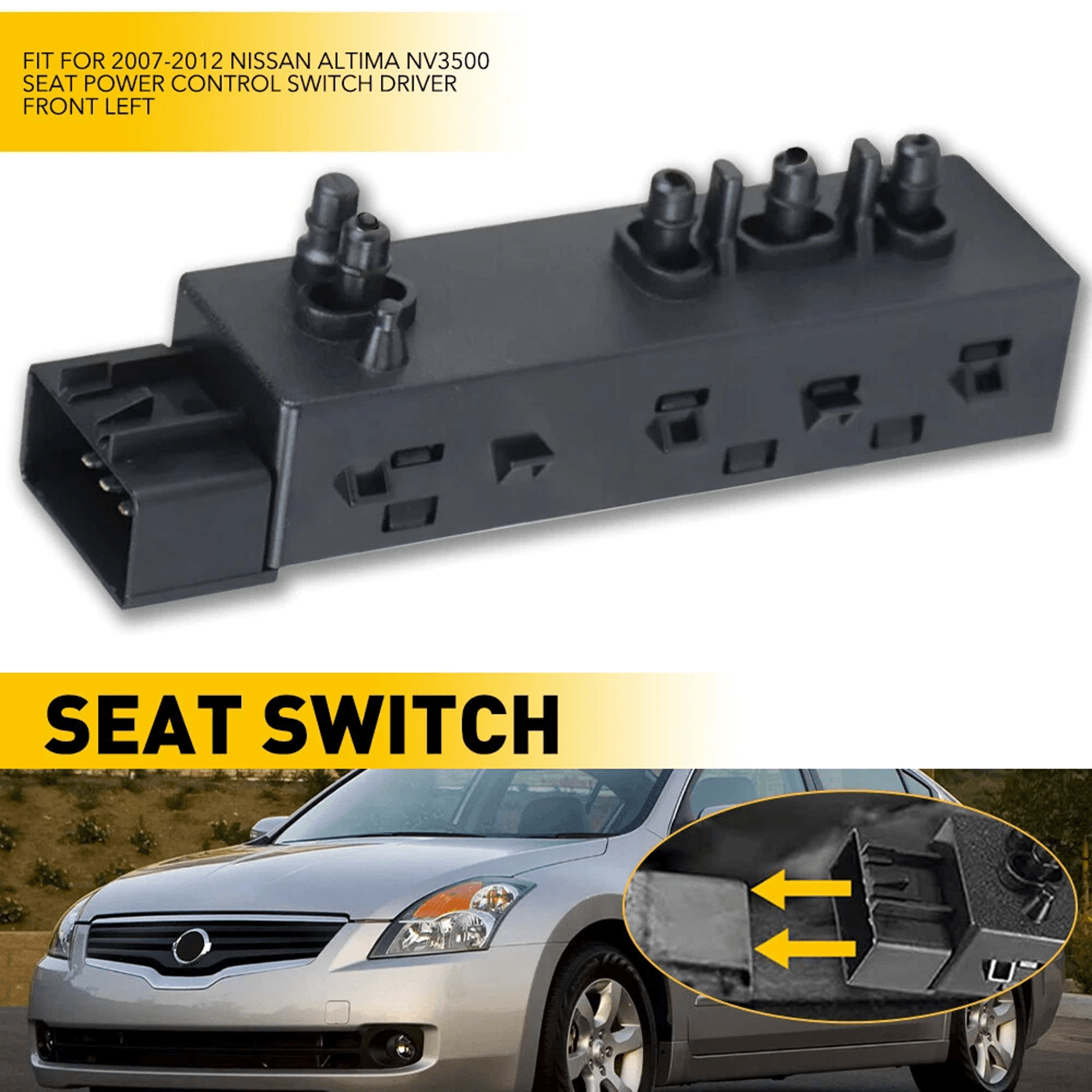 Power Seat Switch Driver Side Black Replacement For Units PlugandPlay Longlasting Quality 9