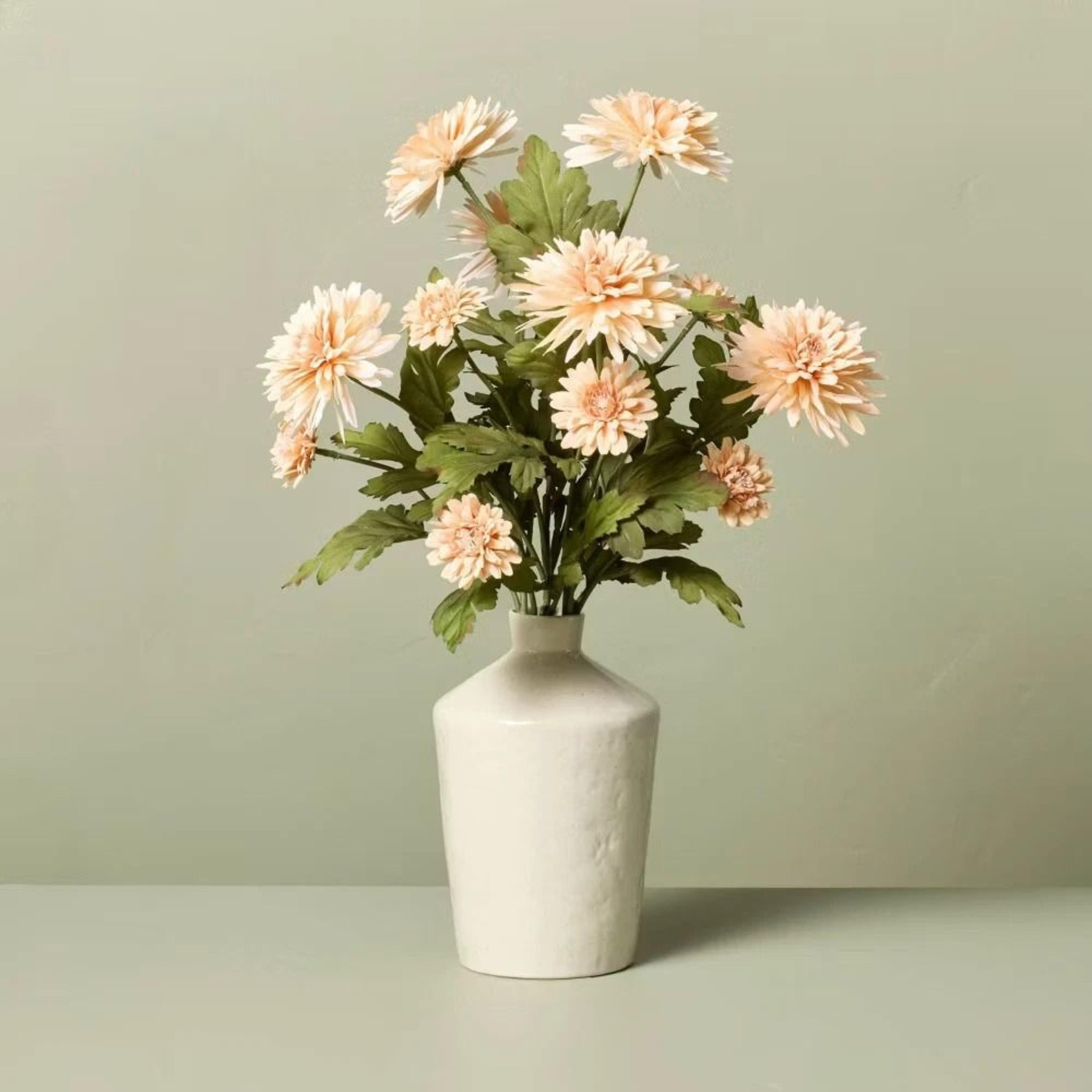 Hearth  Hand Orange Daisy Flower Arrangement Artificial Floral Decor Ceramic Container Perfect For  2