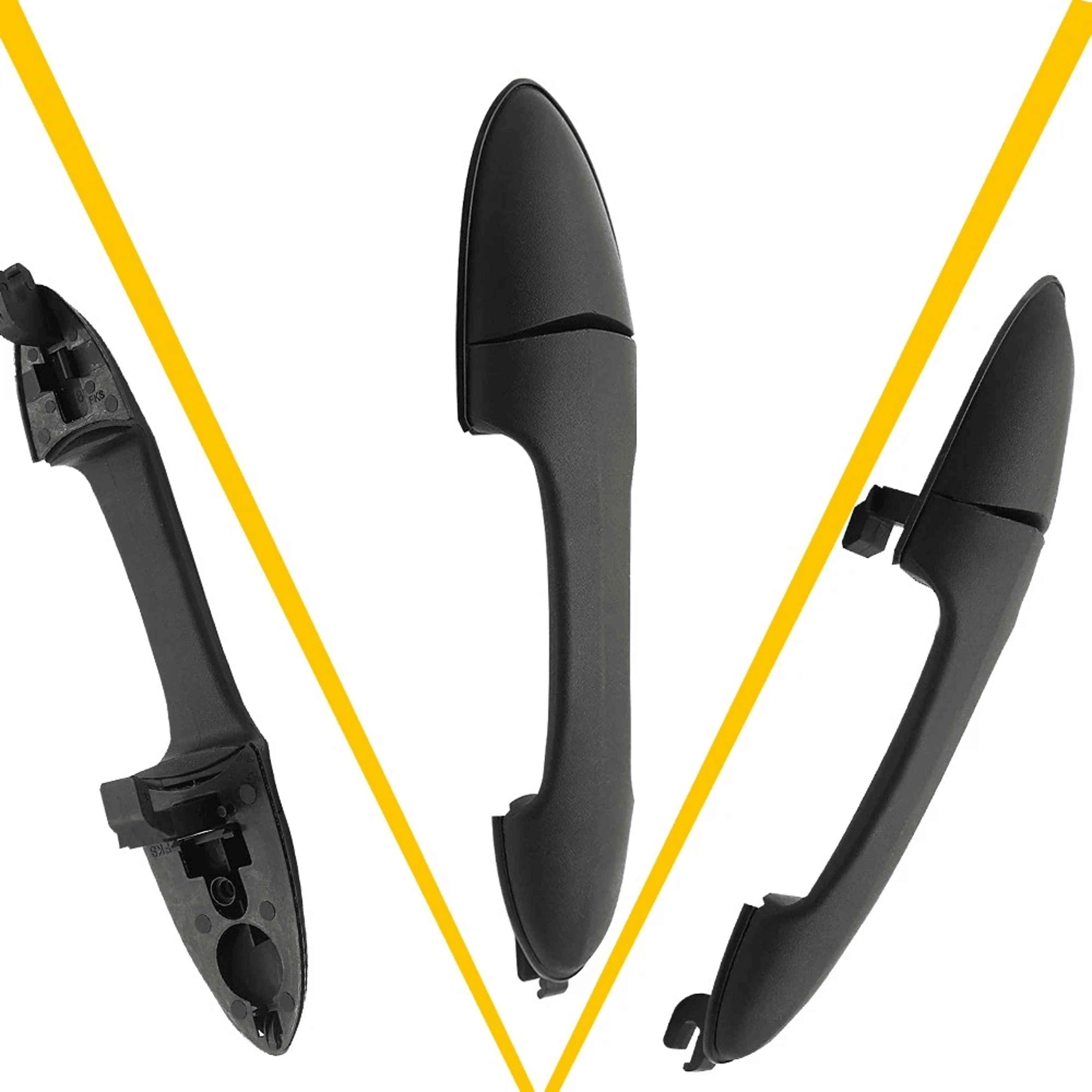 outer black door handle for rear left/right, high-quality plastic, perfect fit, durable, quality control tested