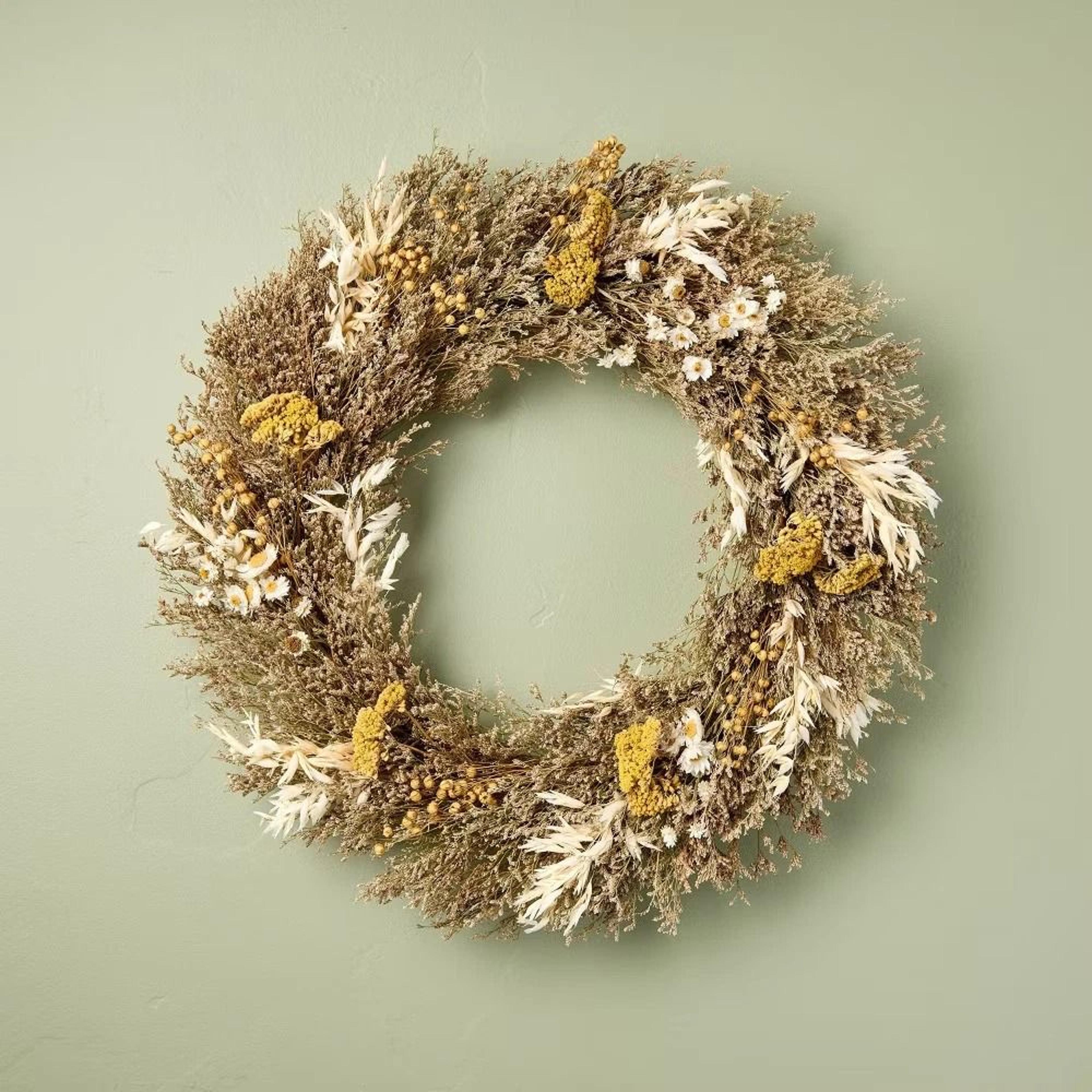 Hearth  Hand With Magnolia Preserved Spring Grass Wreath  Natural Dried Flowers And Grass For Door 4