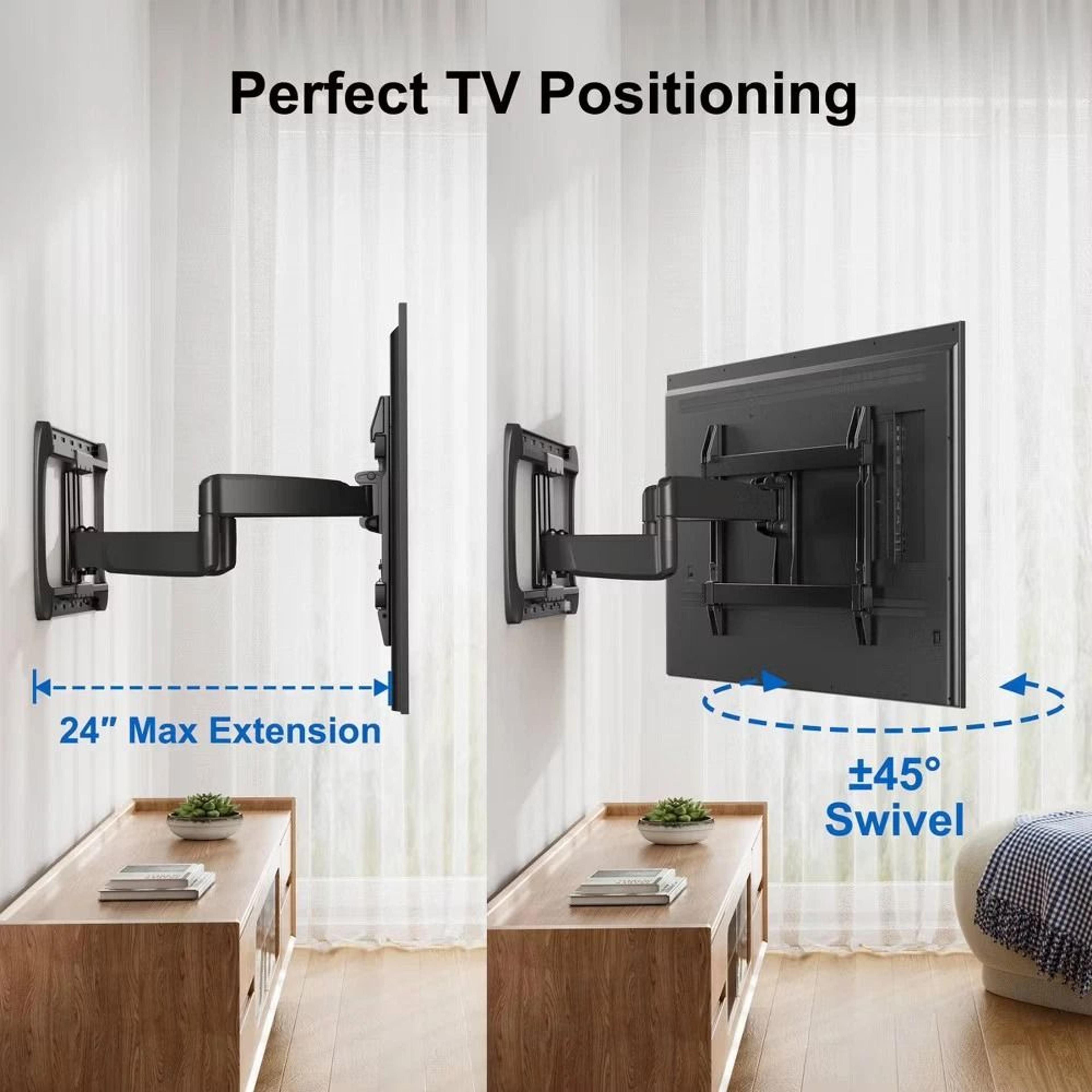 Full Motion TV Mount For TVs Tilts Swivels Extends 9