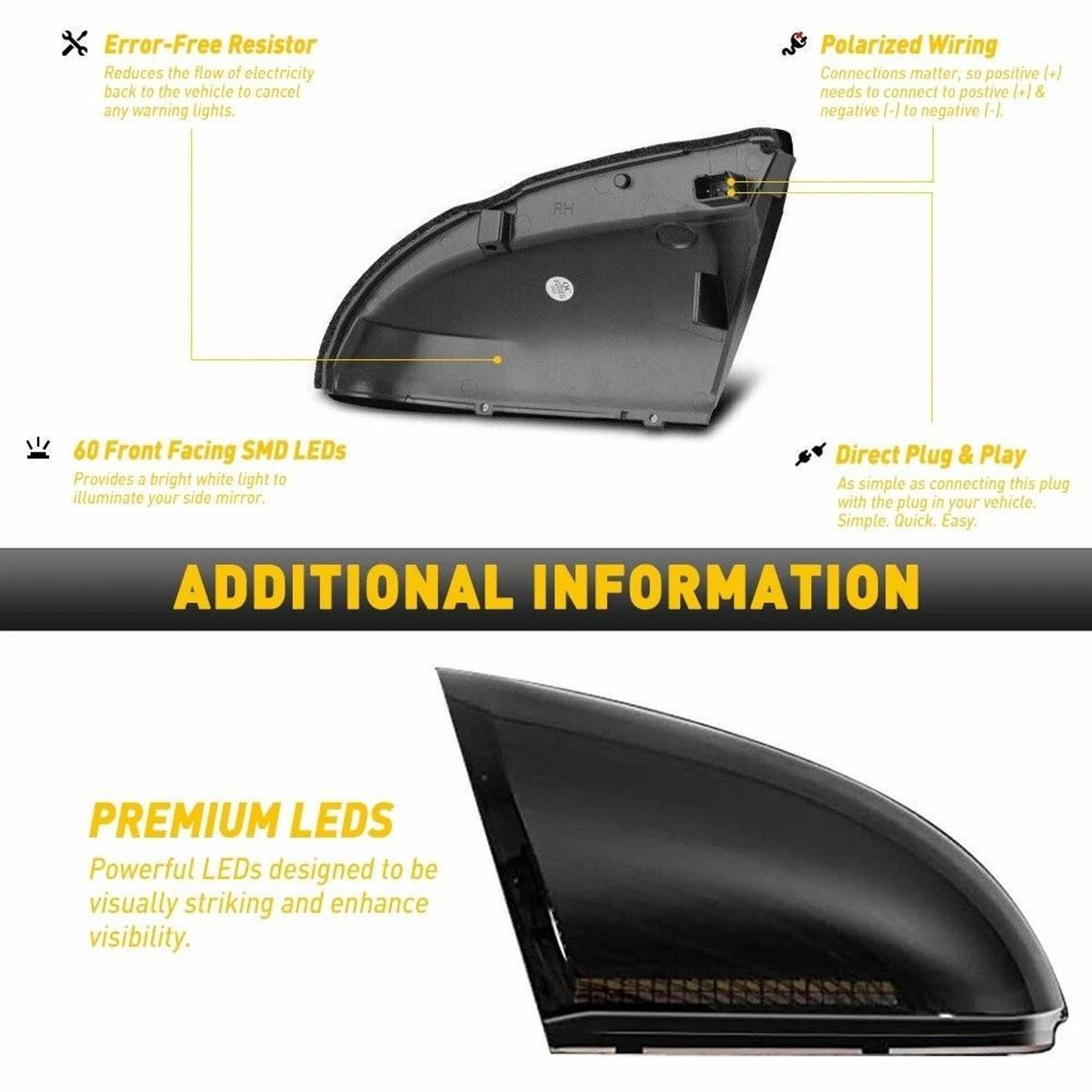 HighPerformance White LED Side Mirror Marker Lights Durable Easy Installation For Cars 12
