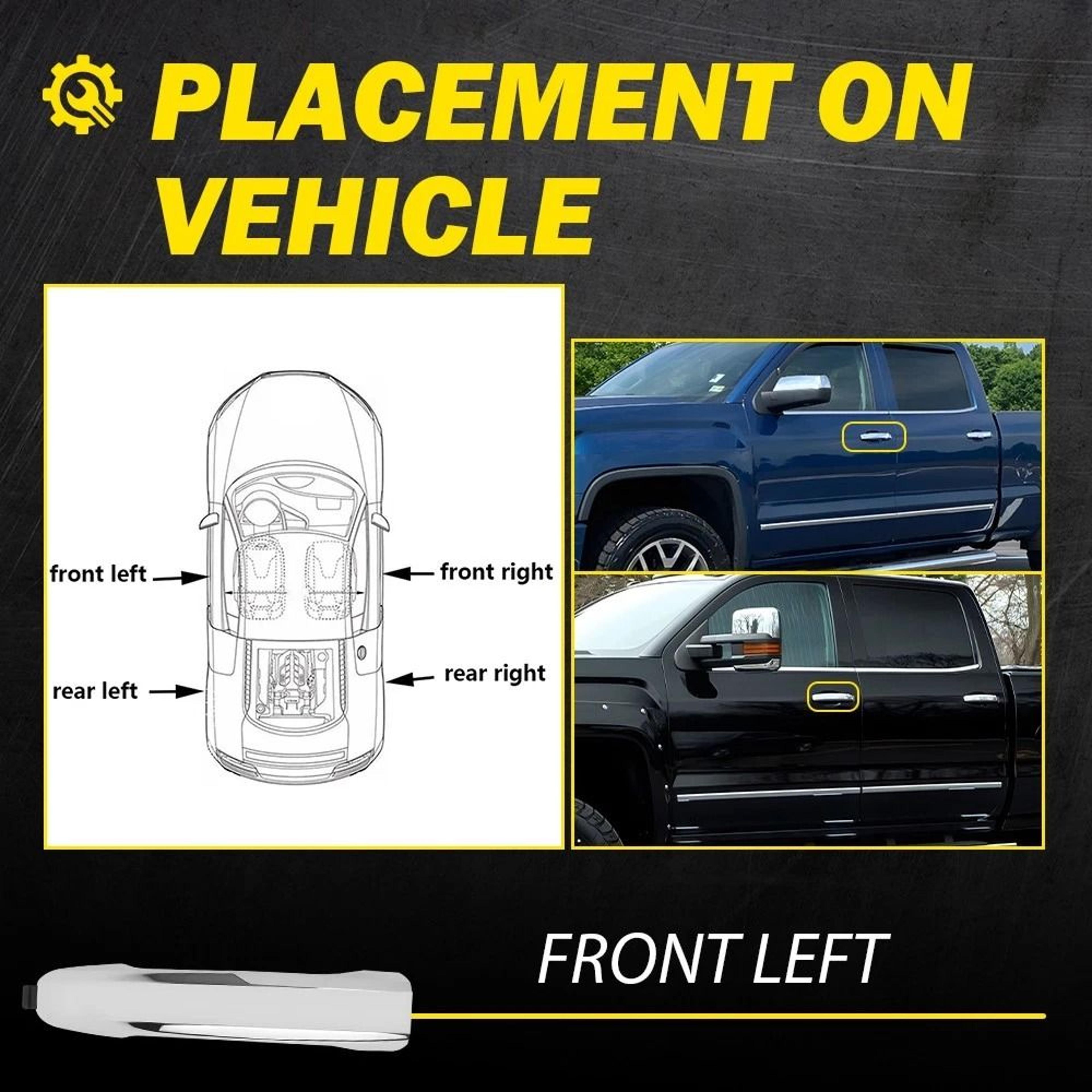 Chrome Front Left Door Handle Covers Longlasting Durability Simple Installation HighQuality Materia 6