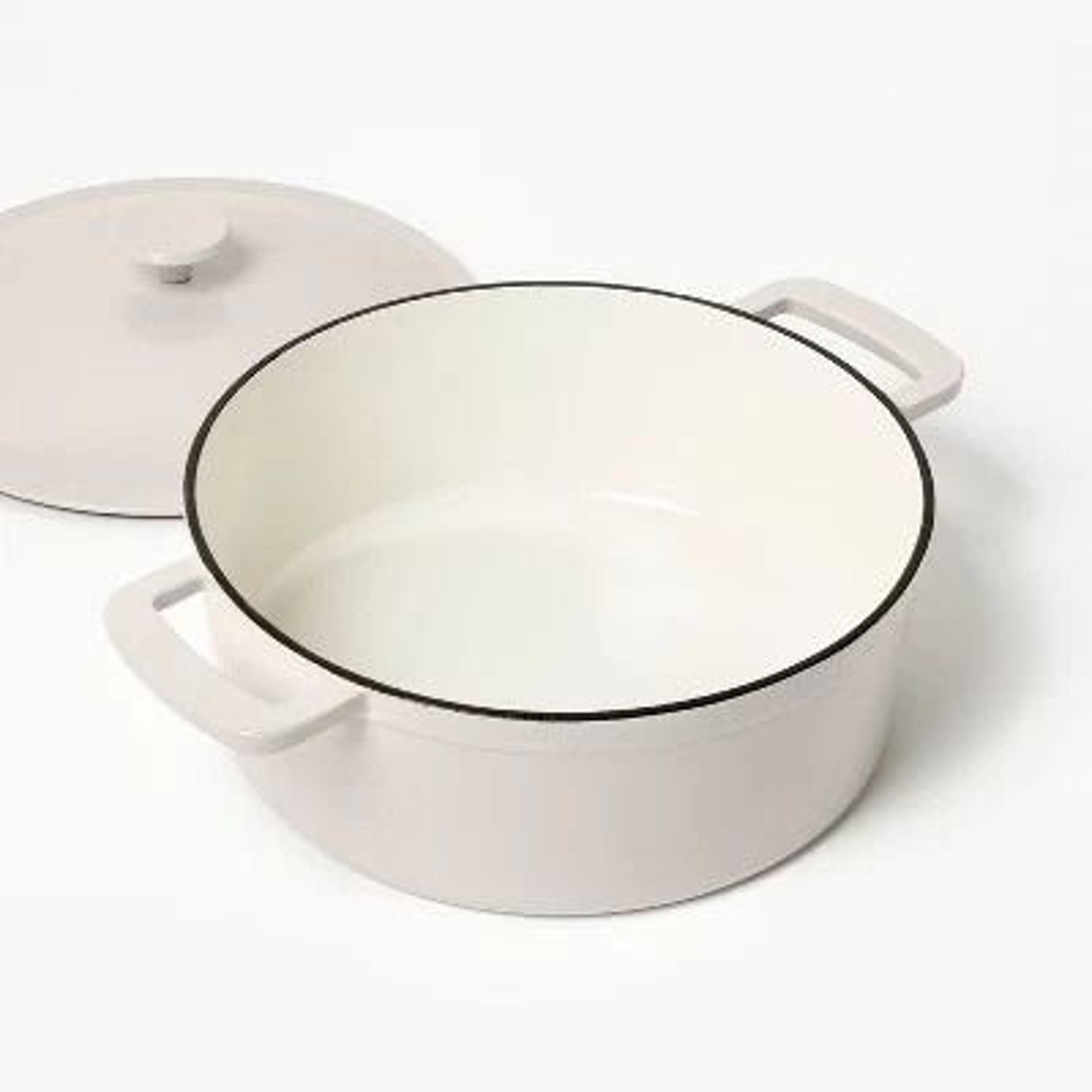 Light Gray Enamel Dutch Oven Enameled Cast Iron Oven Safe Induction  Gas Stove Compatible 1
