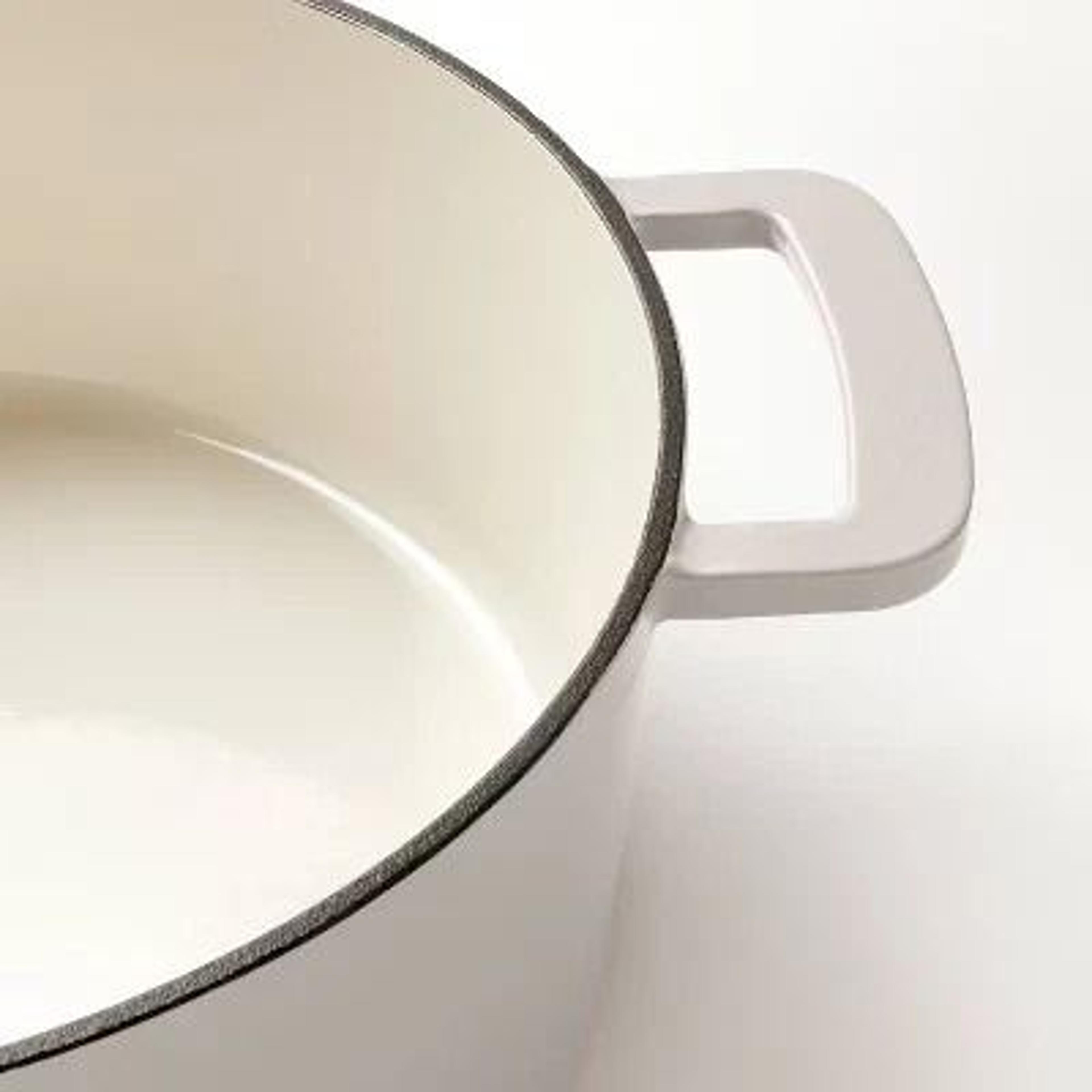 Light Gray Enamel Dutch Oven Enameled Cast Iron Oven Safe Induction  Gas Stove Compatible 2