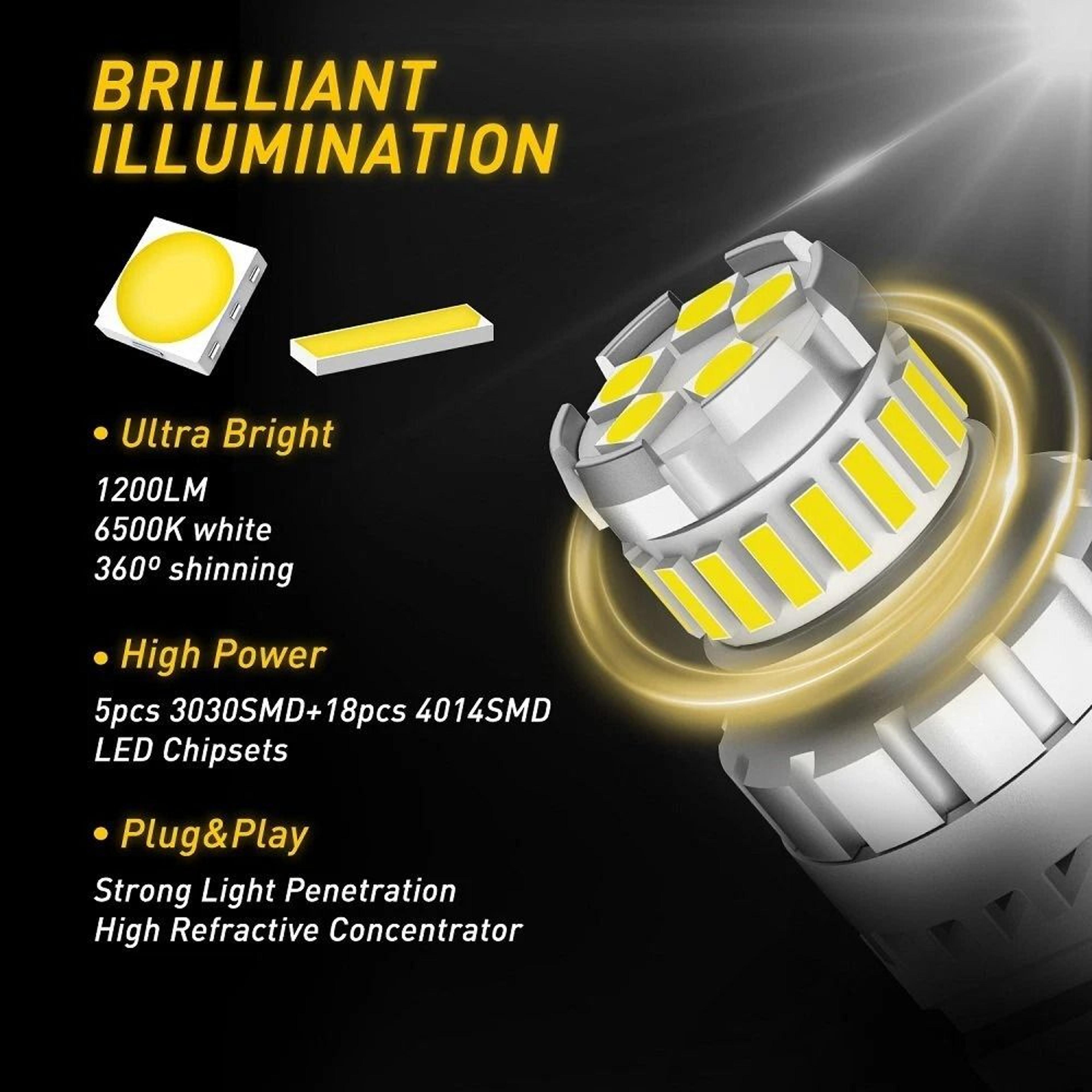 Daytime Running Light Bulbs LED Compatible Xenon HID White Per Bulb LED 1