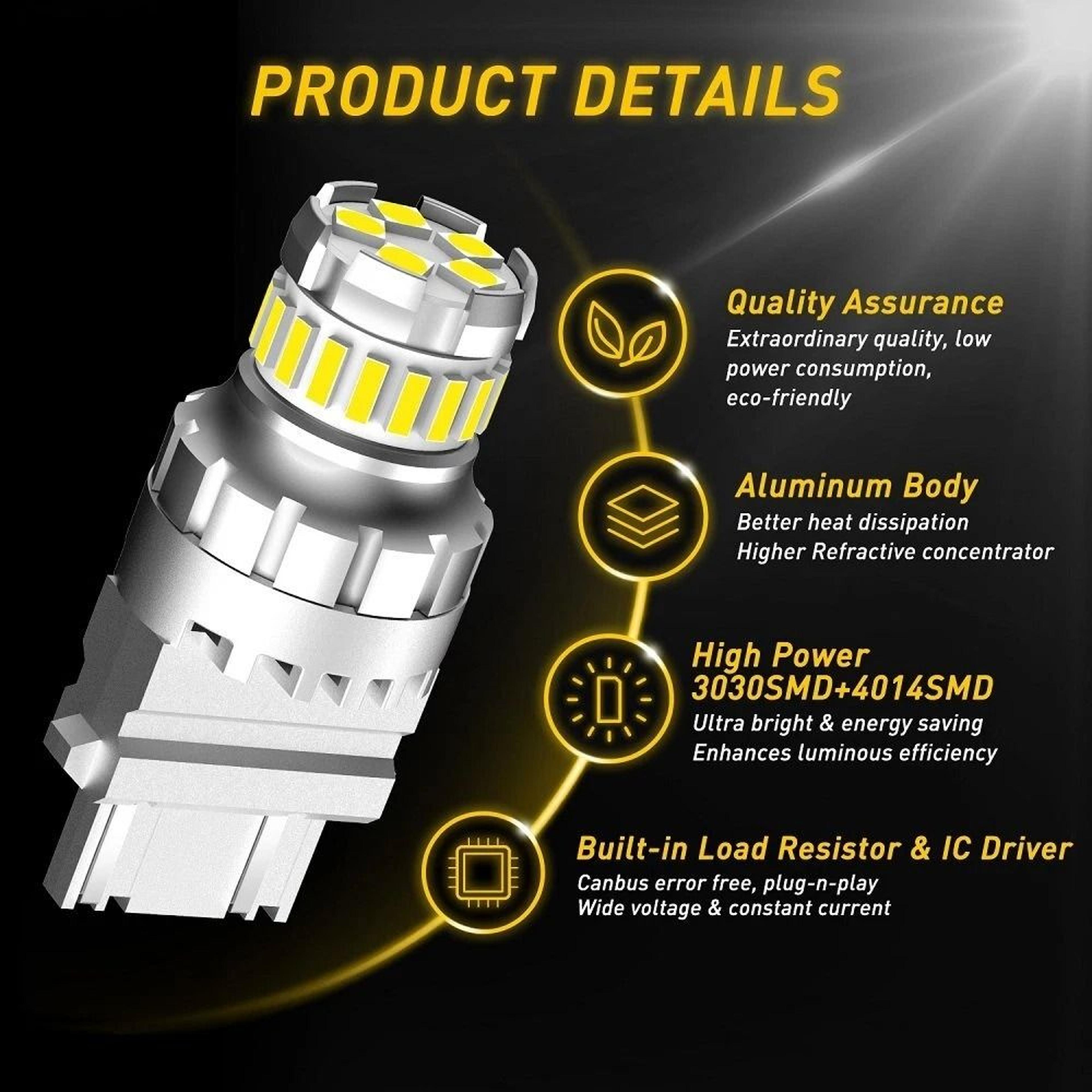 Daytime Running Light Bulbs LED Compatible Xenon HID White Per Bulb LED 2