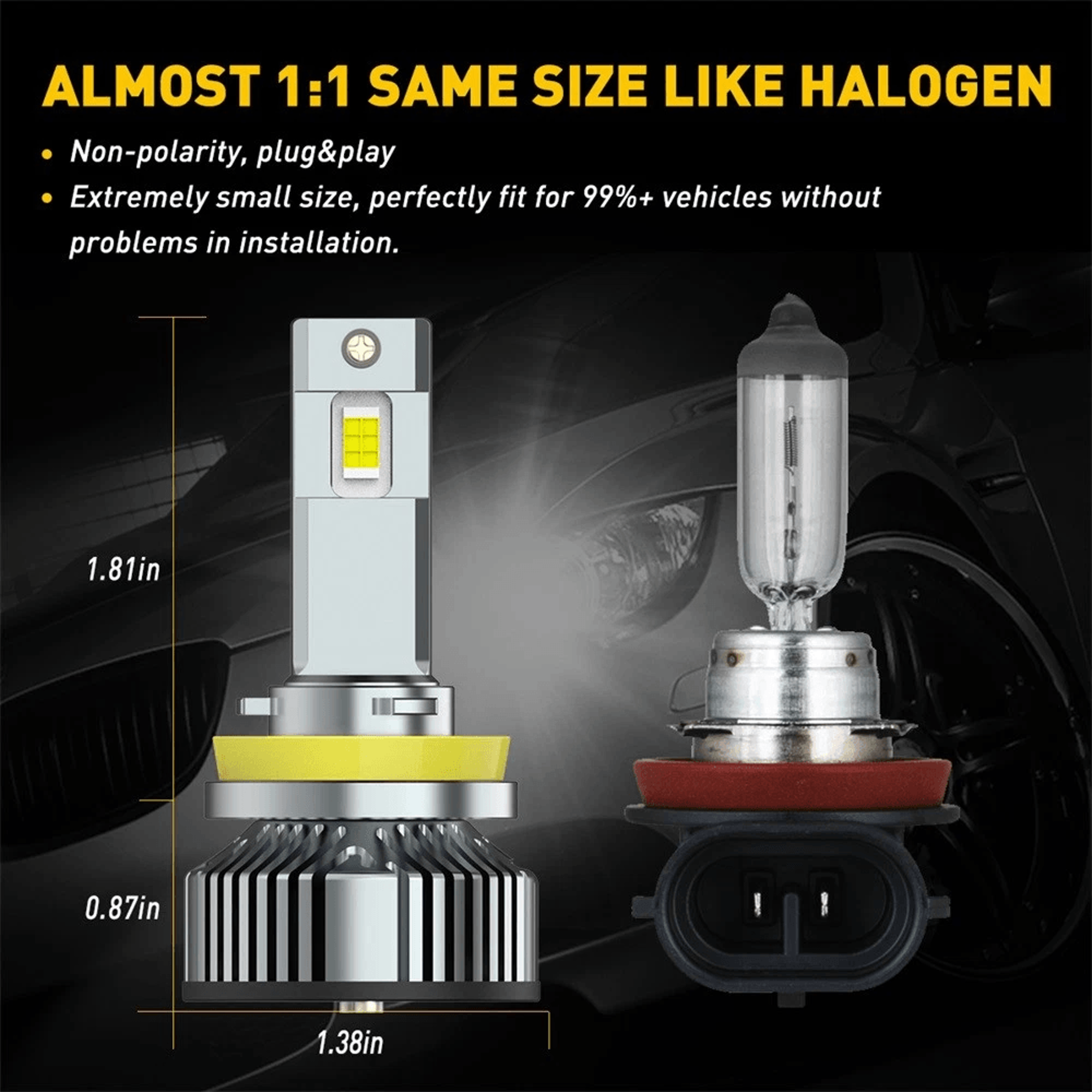 LED Headlight Bulbs Conversion Kit Cool White Low Beam Super Bright Long Lifespan Plug And Play Ins 2