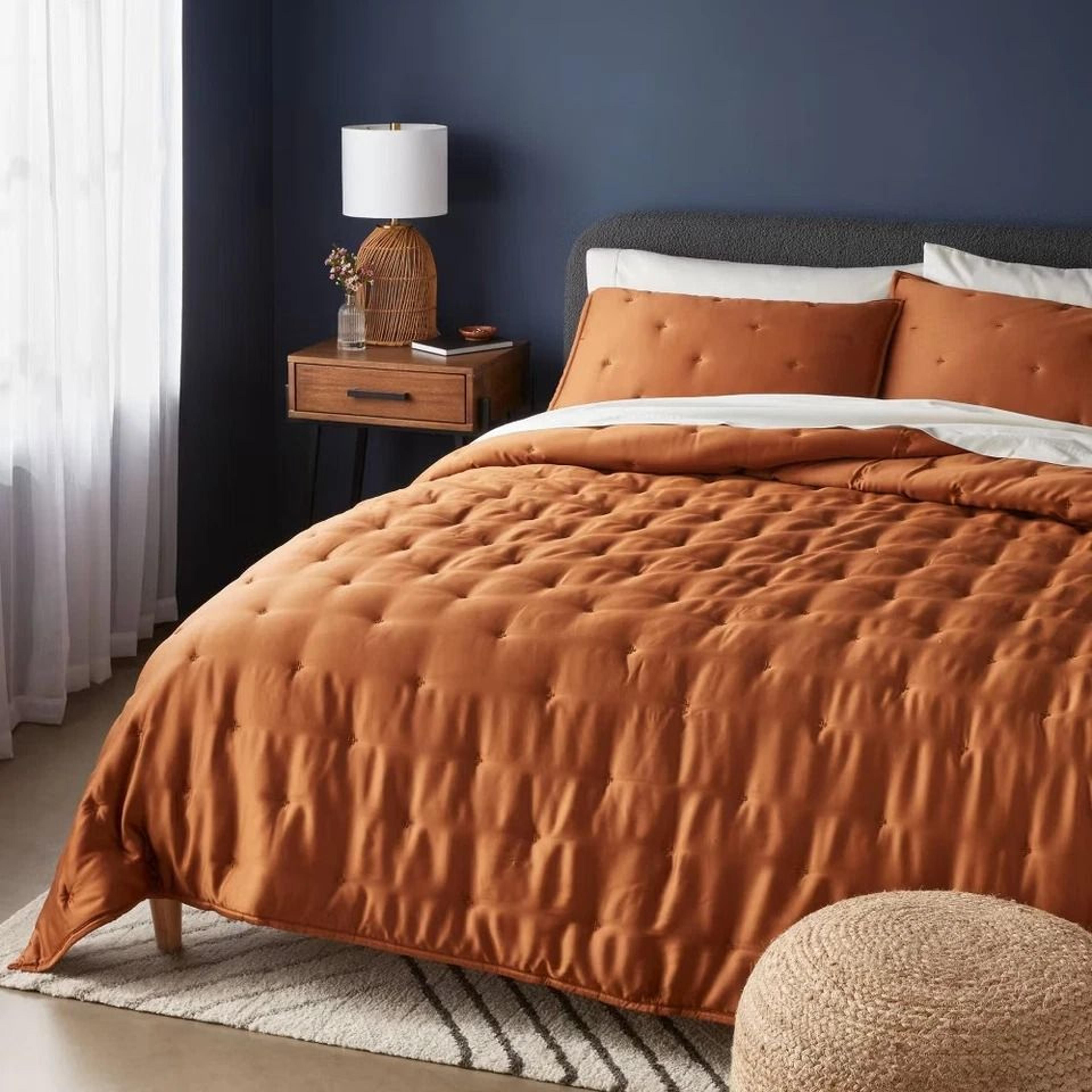 full/queen comforter set copper, soft shams, thread count, cooling comforter and sham set - threshold
