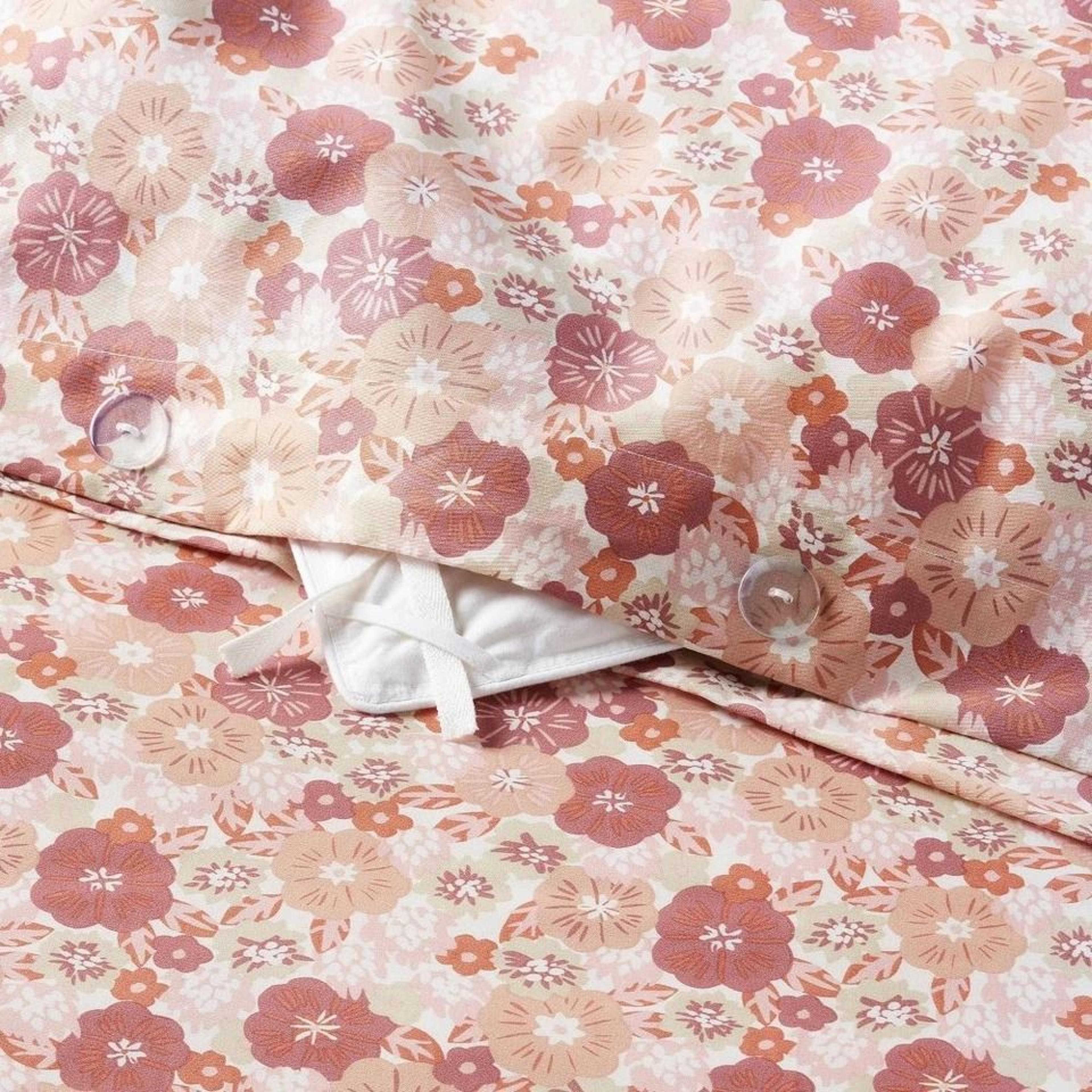 King Printed Easy Care Duvet Cover And Sham Set Copper Floral Light Pink Bedding Soft Sateen Machin 1