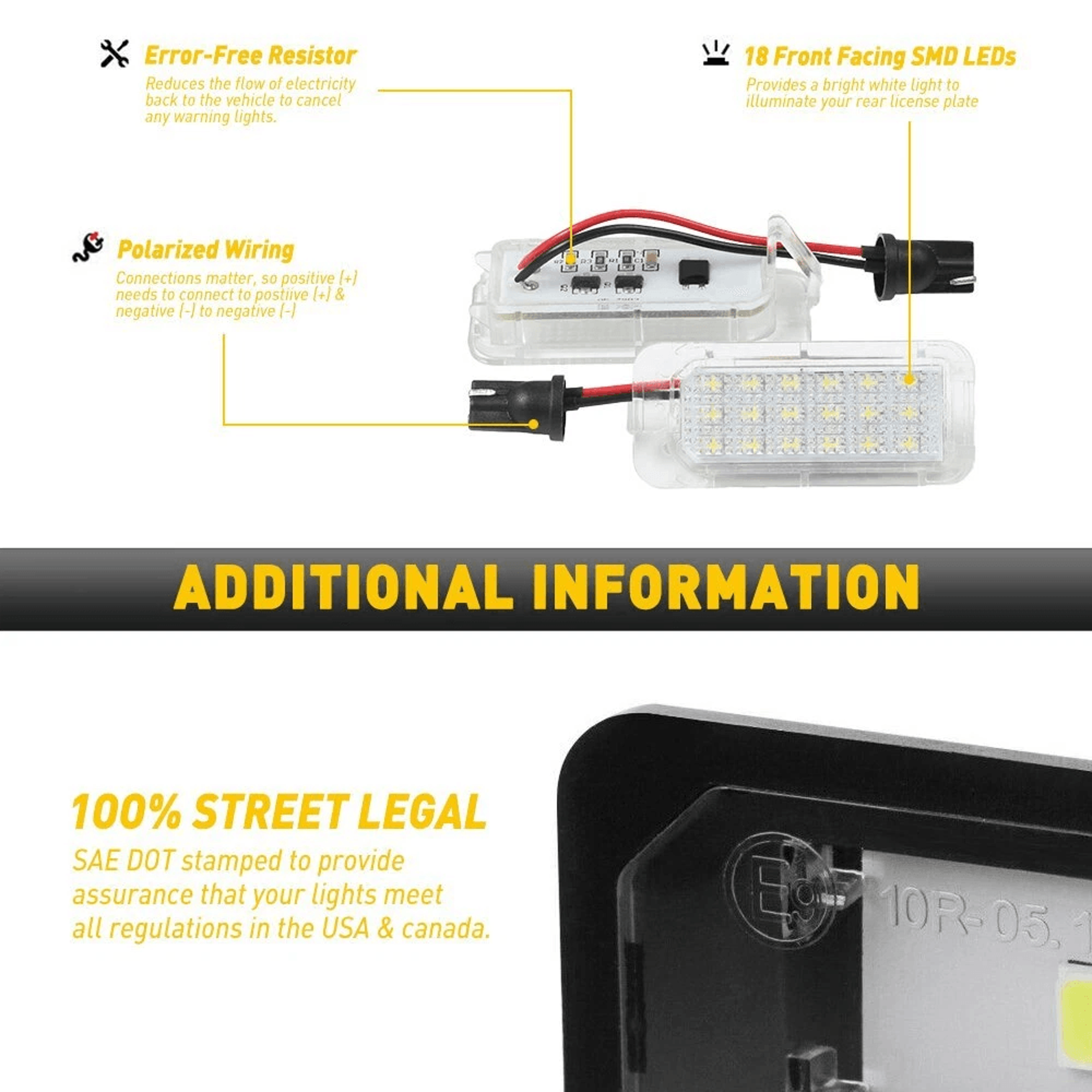 White SMD LED License Plate Light For Expedition Fusion DirectFit Replacement 6