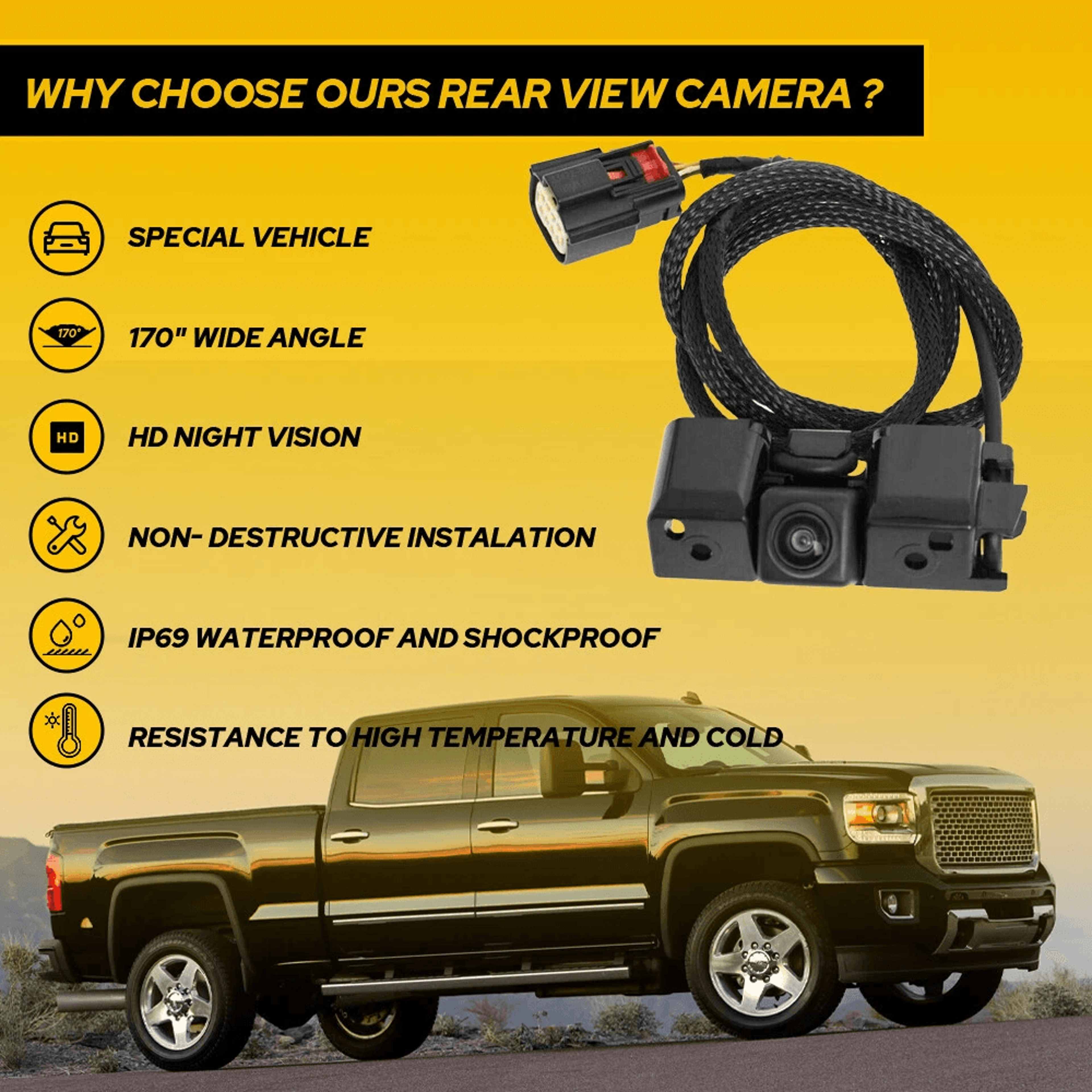 Backup Camera For Tailgate Rear View HighDefinition Waterproof WideAngle Lens Easy Installation 9