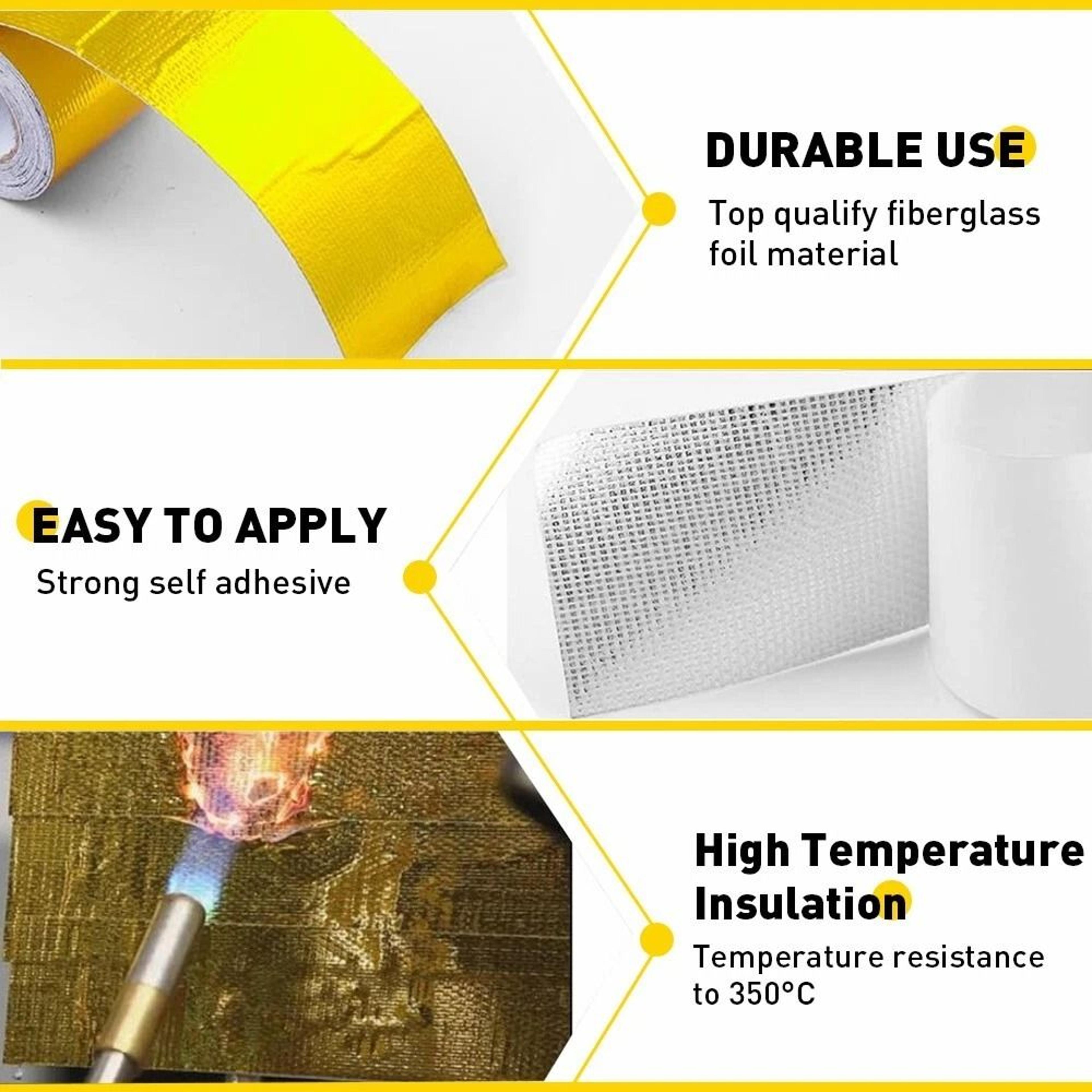 SelfAdhesive Gold Intake Heat Reflective Tape Wrap High Temperature Resistant MoistureProof AntiFog 3