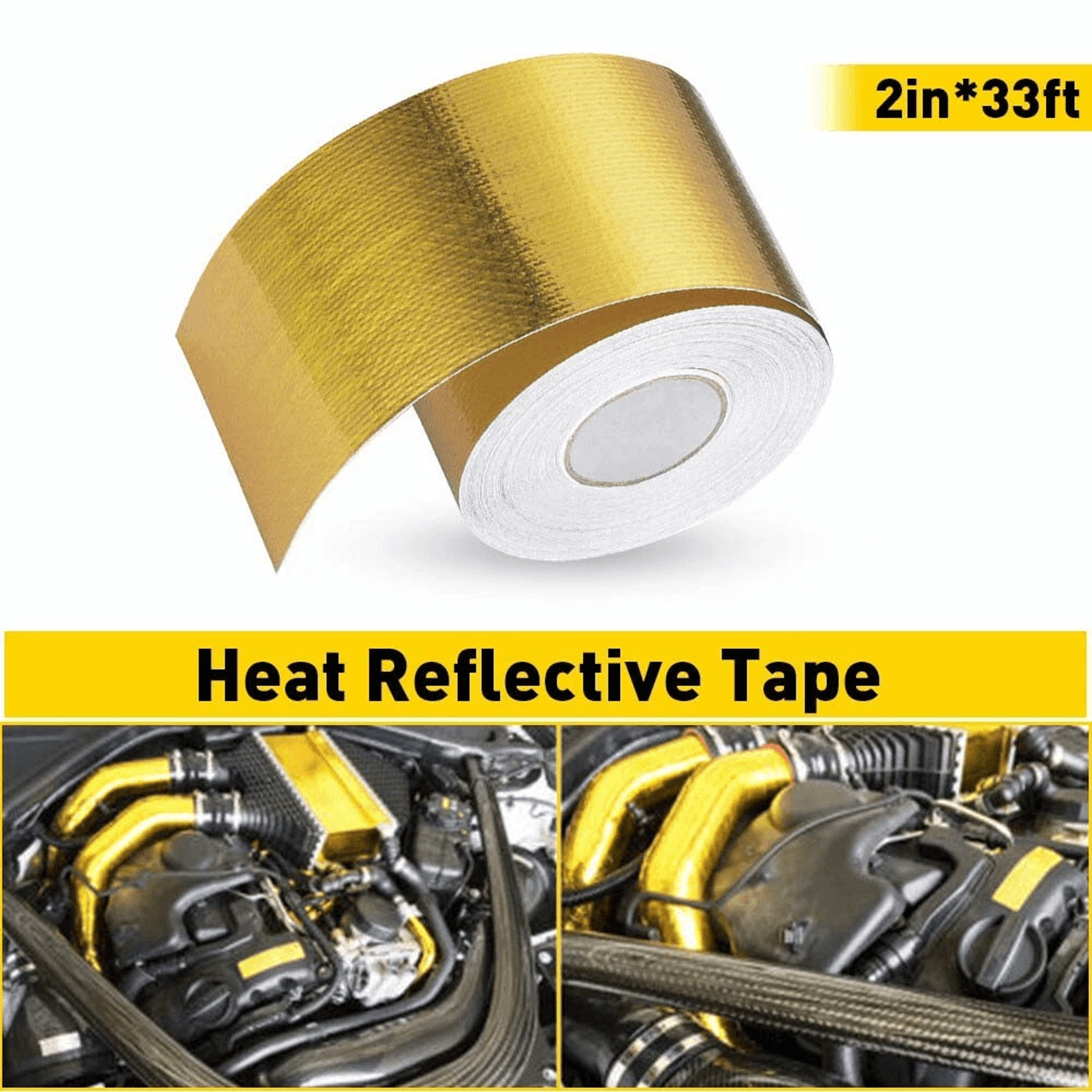 SelfAdhesive Gold Intake Heat Reflective Tape Wrap High Temperature Resistant MoistureProof AntiFog 8