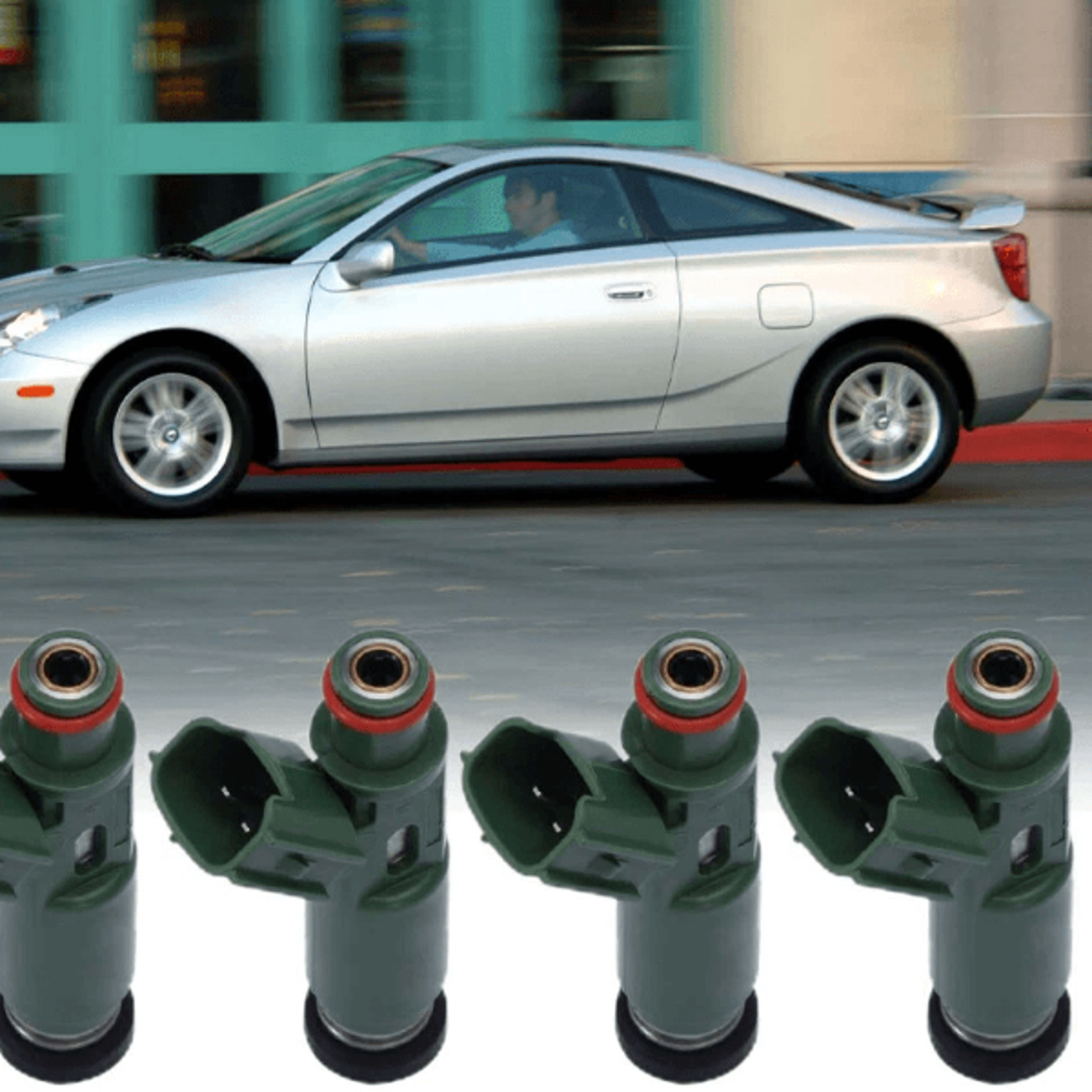 celica matrix fuel injectors, engine injector set, fast start better mpg, direct replacement fit
