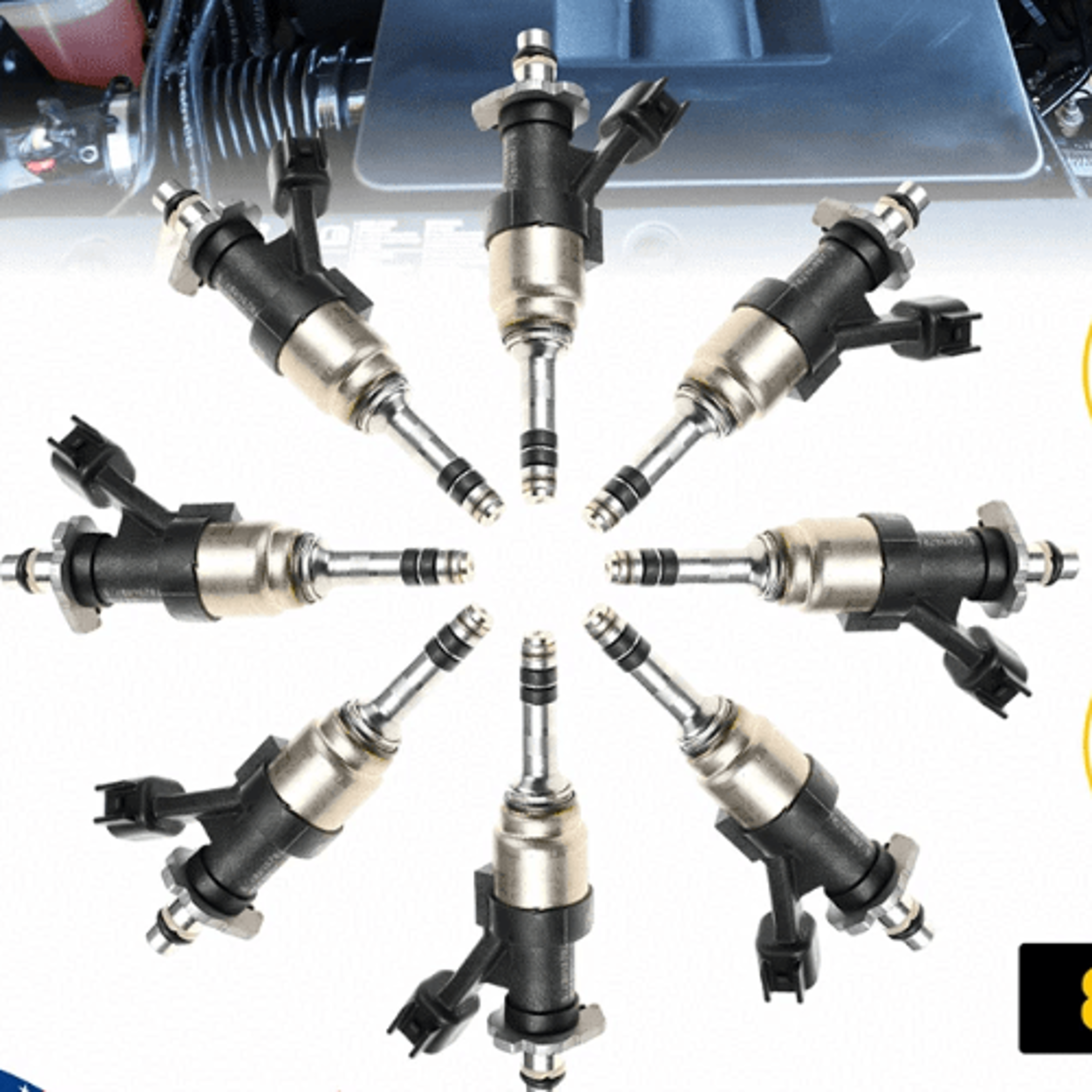 premium fuel injector set, fuel injectors gm trucks, leak tested nozzles, direct replacement, efficient spray mist