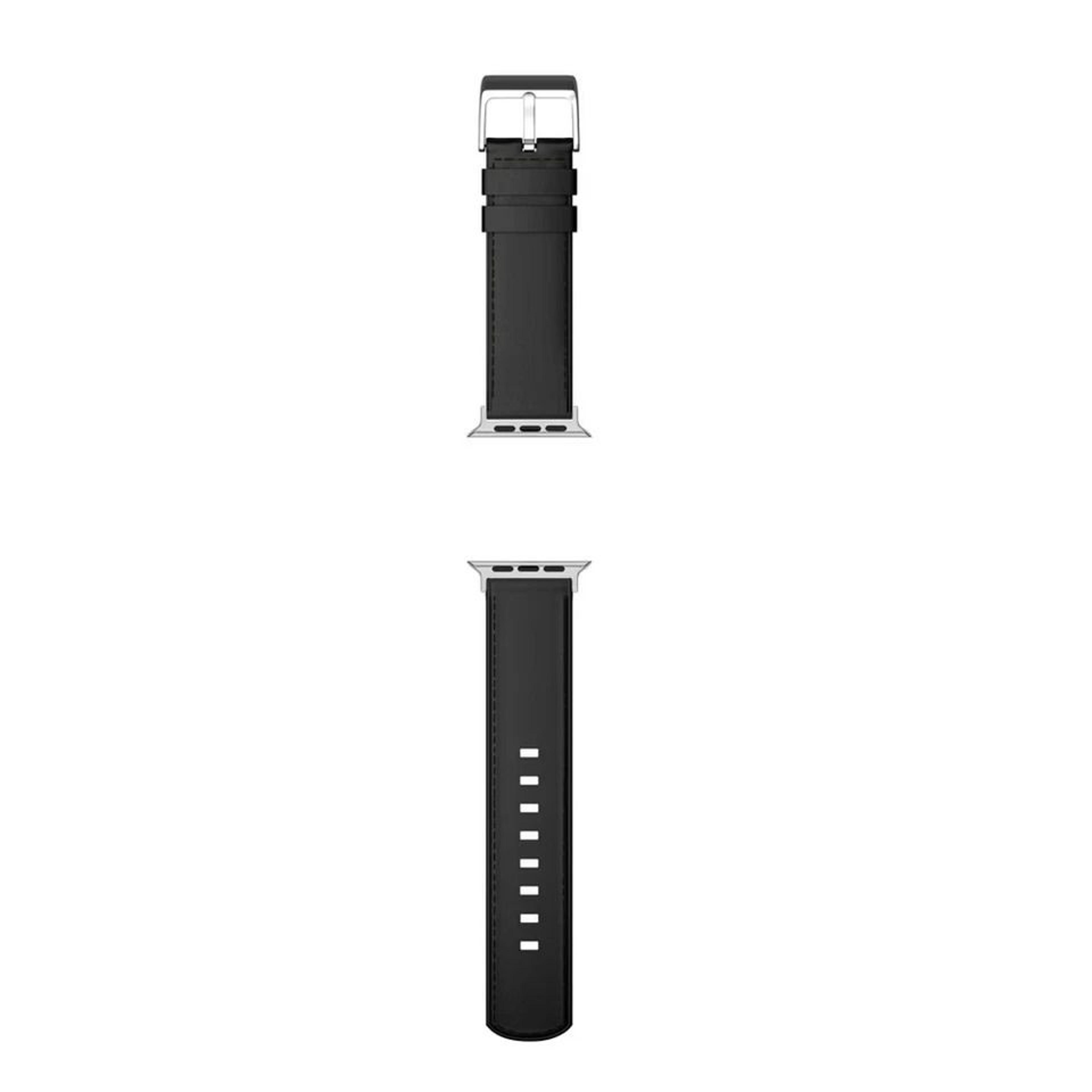 genuine leather classic watch band, black full stitching strap for watch series, universal pin