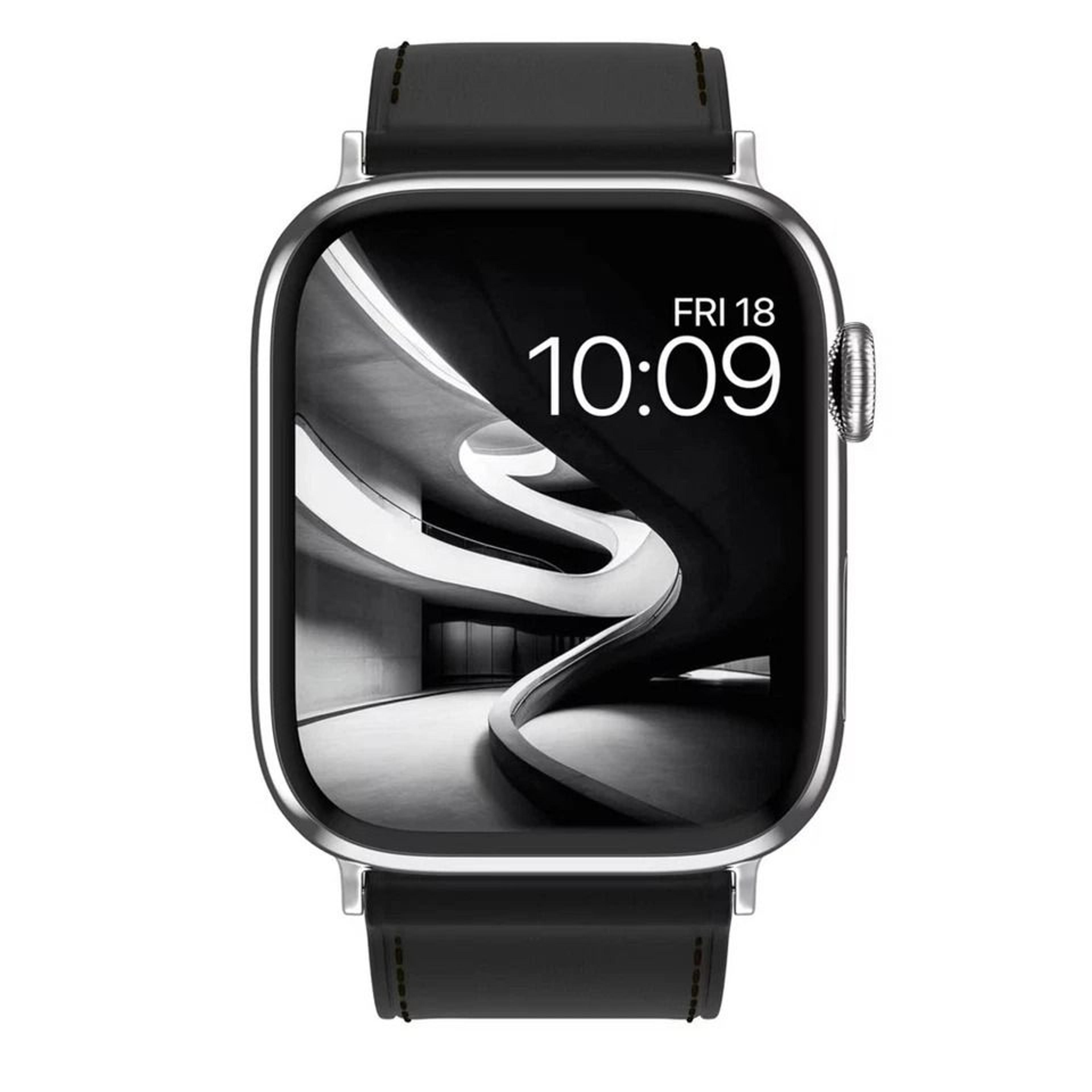 Genuine Leather Classic Watch Band Black Full Stitching Strap For Apple Watch All Series Universal  6