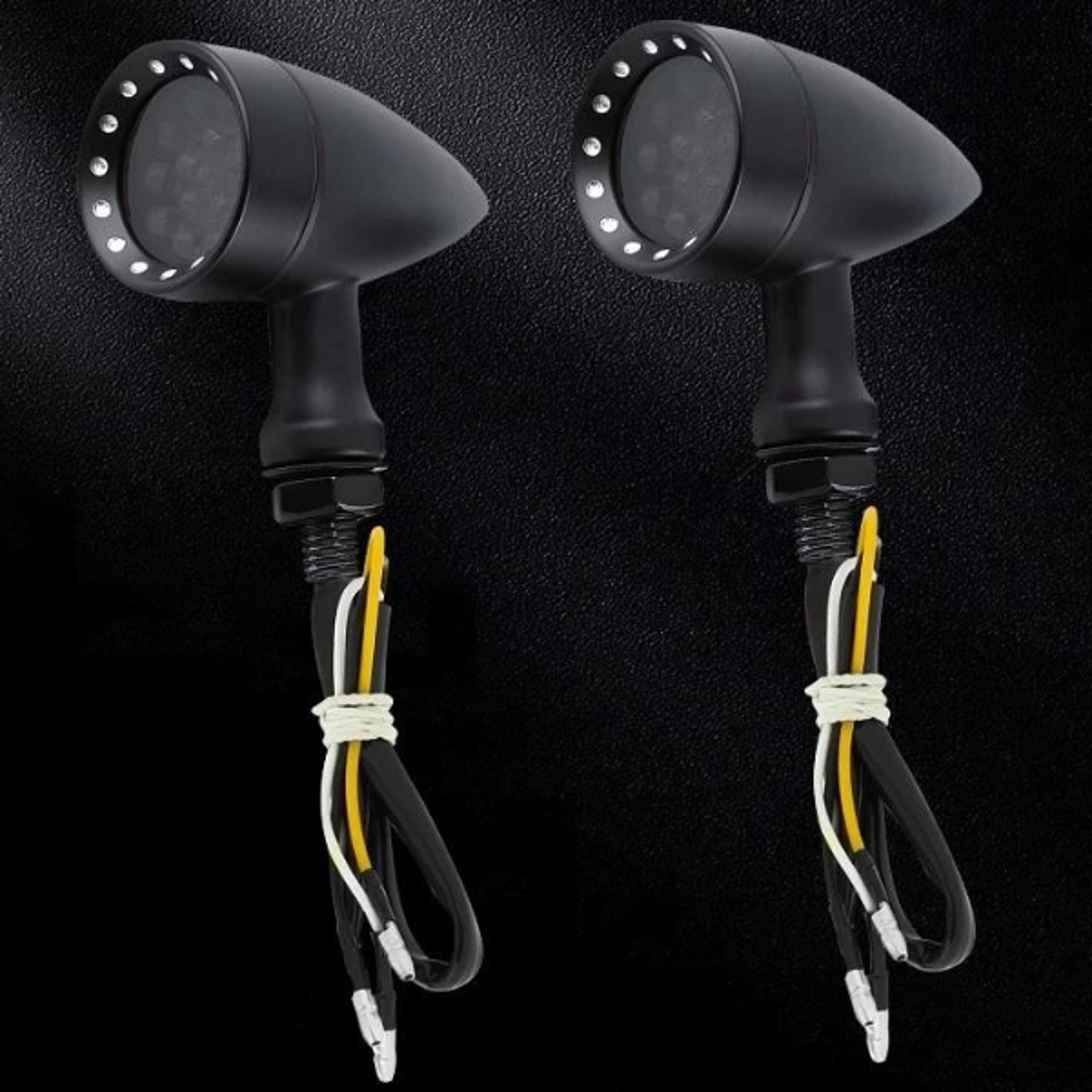 white amber motorcycle bullet blinker tail light, brake turn signal