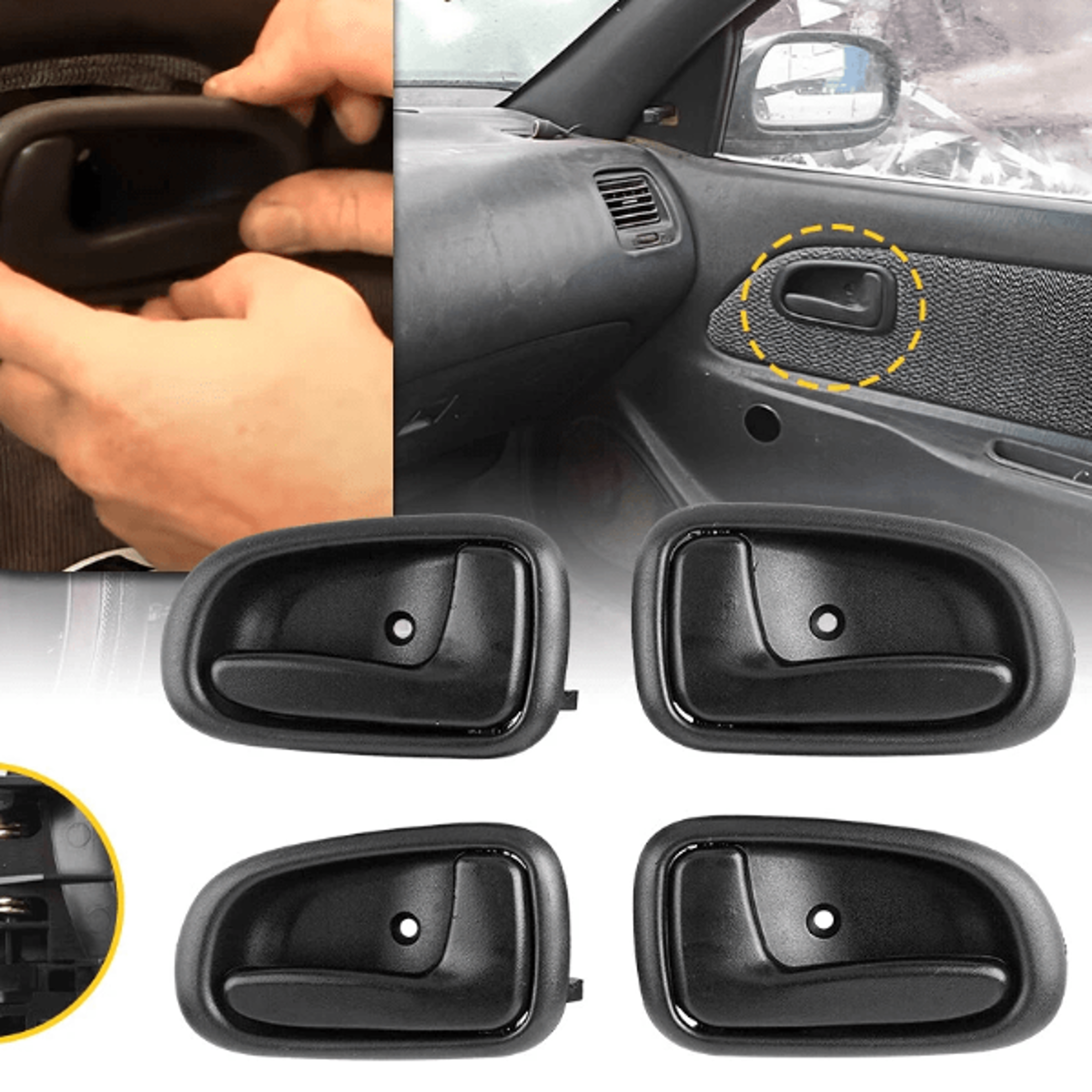 set of interior door handles, front rear left right for vehicles